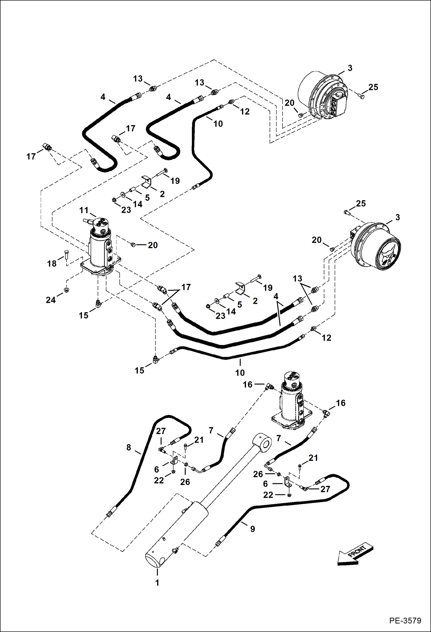 Схема запчастей Bobcat 325 - HYDRAULIC CIRCUITRY (Lower) HYDRAULIC SYSTEM