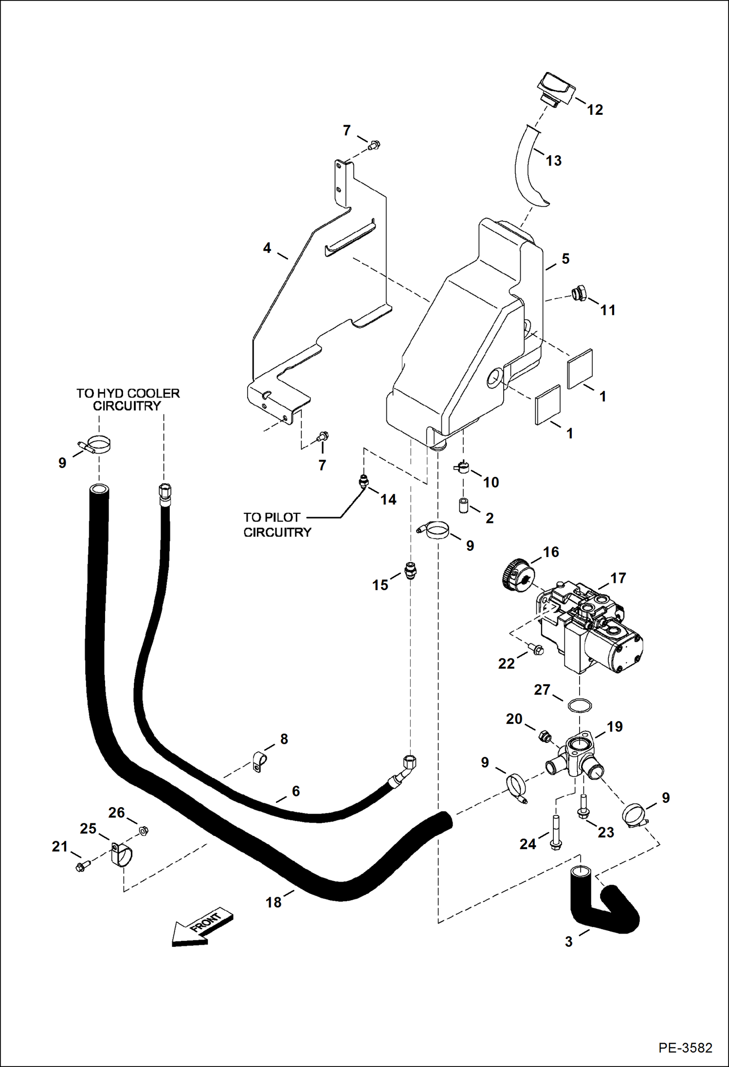 Схема запчастей Bobcat 325 - HYDRAULIC CIRCUITRY (Tank & Pump) HYDRAULIC SYSTEM