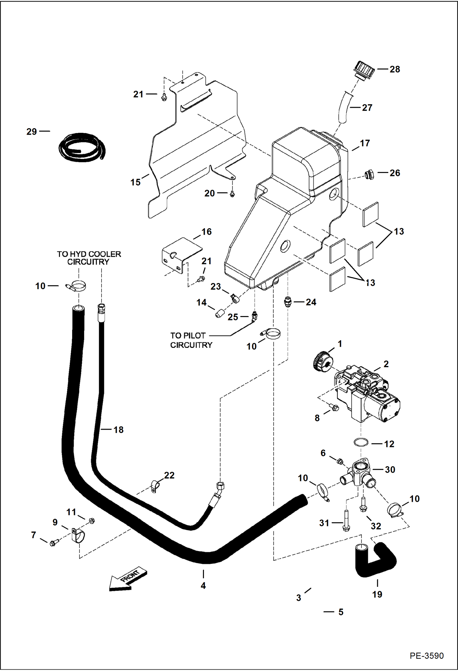 Схема запчастей Bobcat 329 - HYDRAULIC CIRCUITRY (Tank & Pump) HYDRAULIC SYSTEM