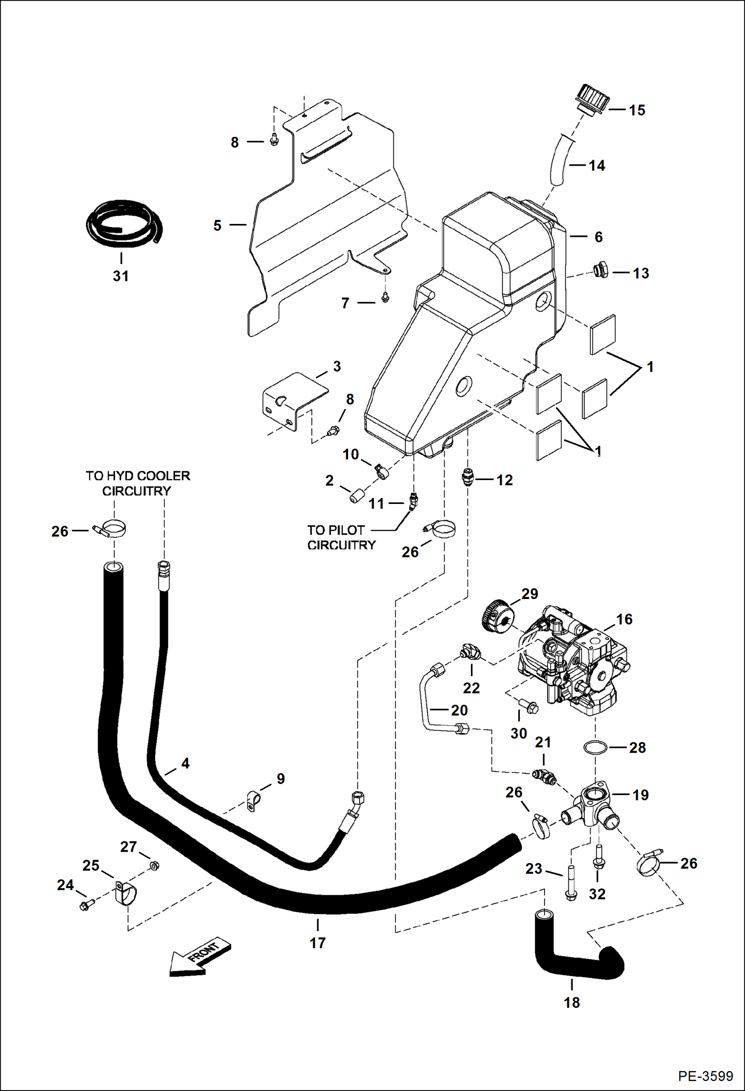 Схема запчастей Bobcat 335 - HYDRAULIC CIRCUITRY (Tank & Pump) HYDRAULIC SYSTEM