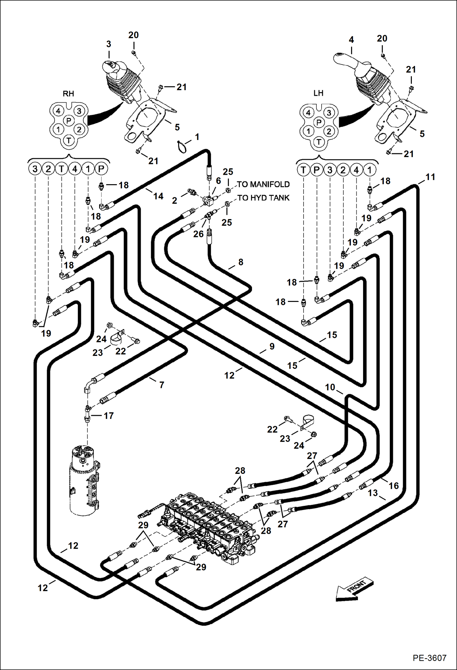 Схема запчастей Bobcat 323 - HYDRAULIC CIRCUITRY (Pilot) HYDRAULIC SYSTEM