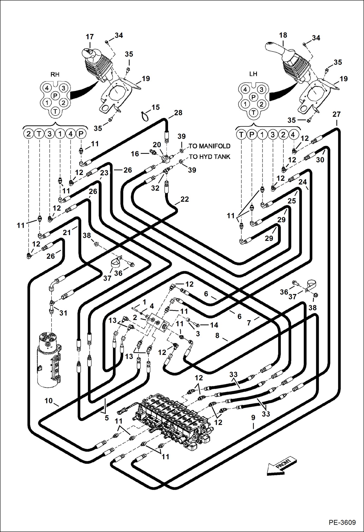 Схема запчастей Bobcat 323 - HYDRAULIC CIRCUITRY (Pilot) (ISO/STD) HYDRAULIC SYSTEM