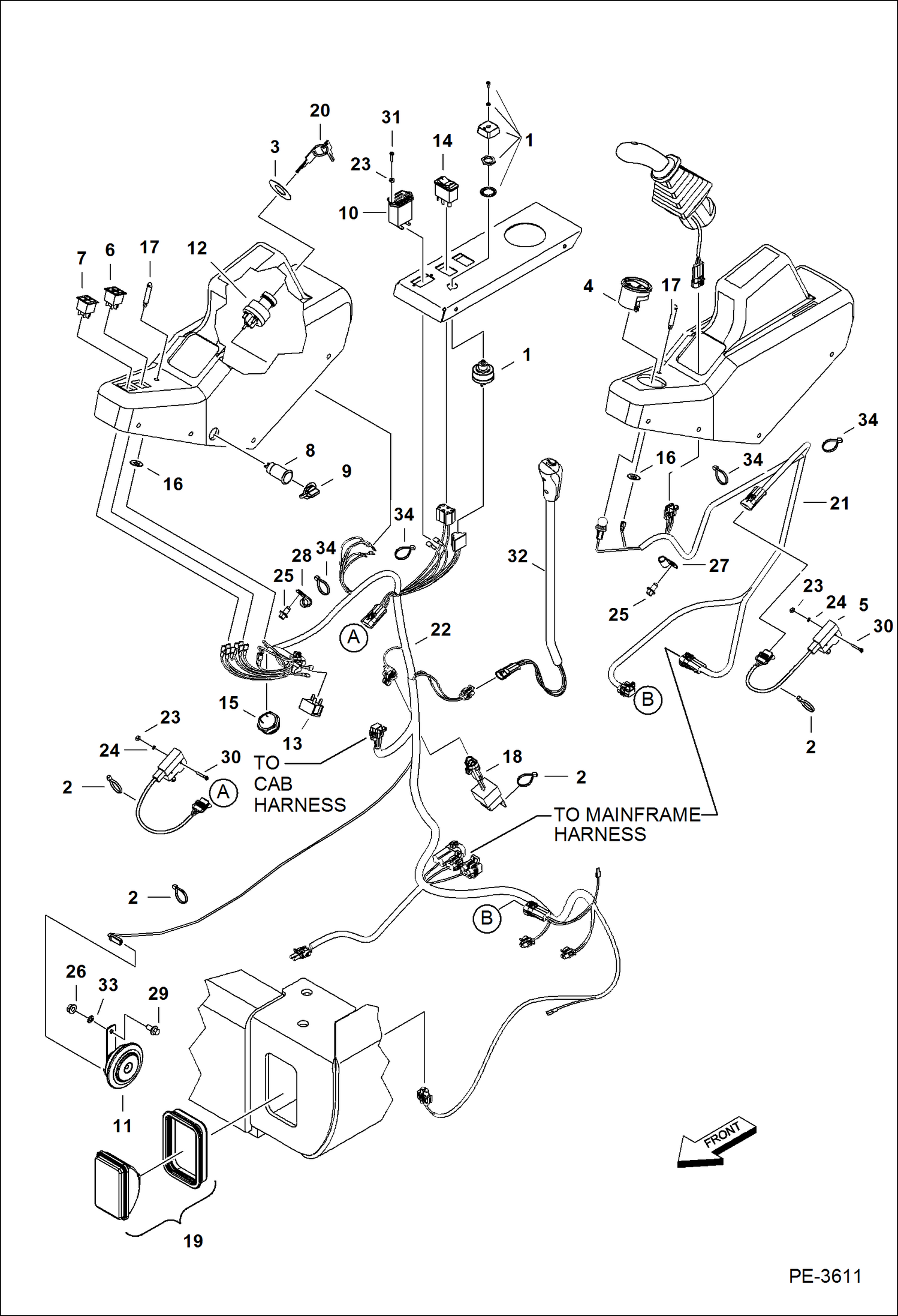 Схема запчастей Bobcat 323 - ELECTRICAL (LH & RH Console) ELECTRICAL SYSTEM