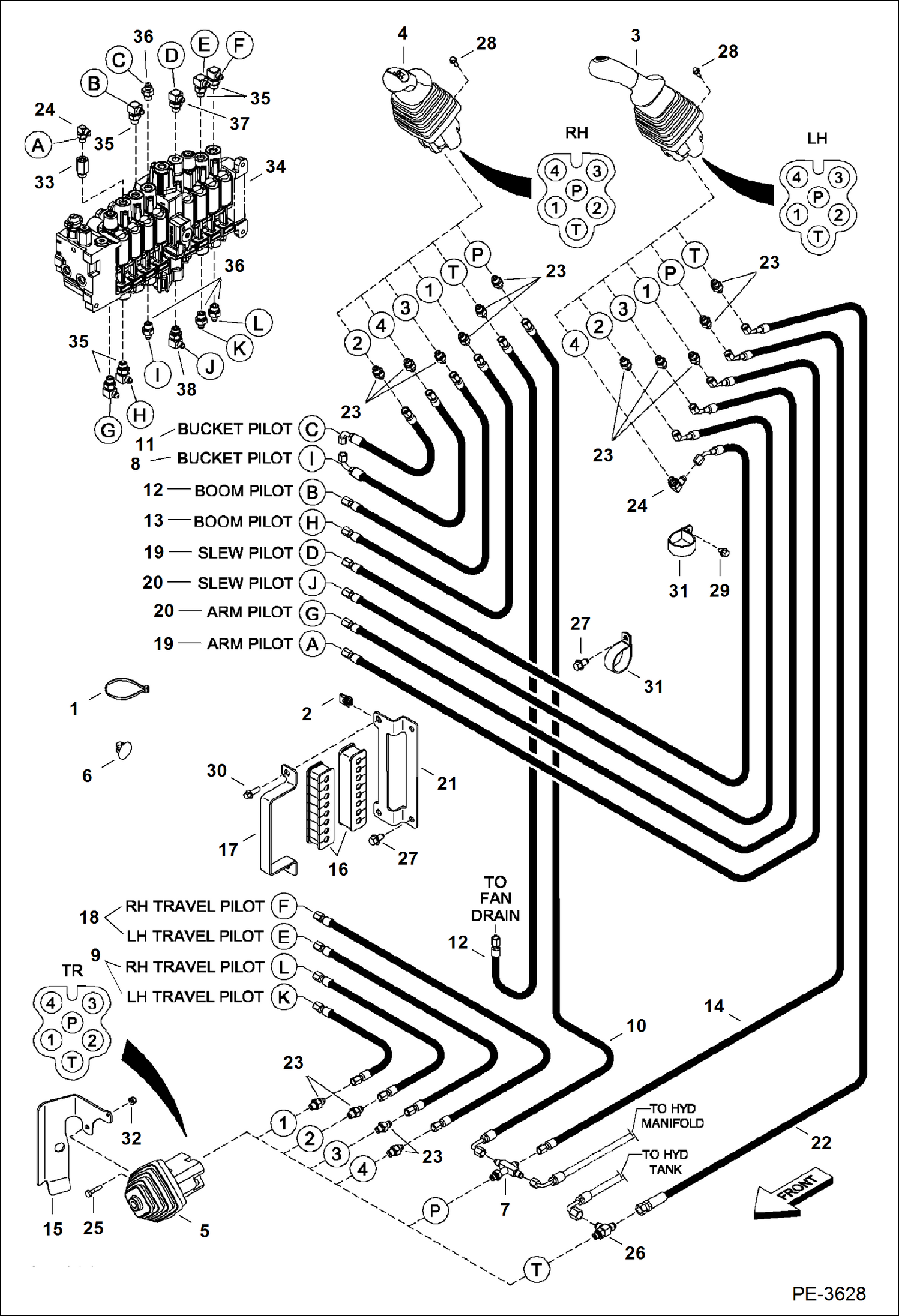 Схема запчастей Bobcat 430 - HYDRAULIC CIRCUITRY (Pilot) HYDRAULIC SYSTEM