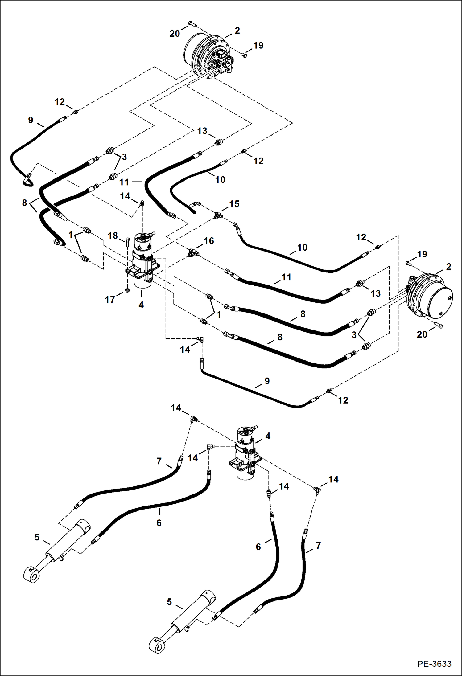 Схема запчастей Bobcat 430 - HYDRAULIC/HYDROSTATIC CIRCUITRY (Lower) HYDRAULIC/HYDROSTATIC SYSTEM