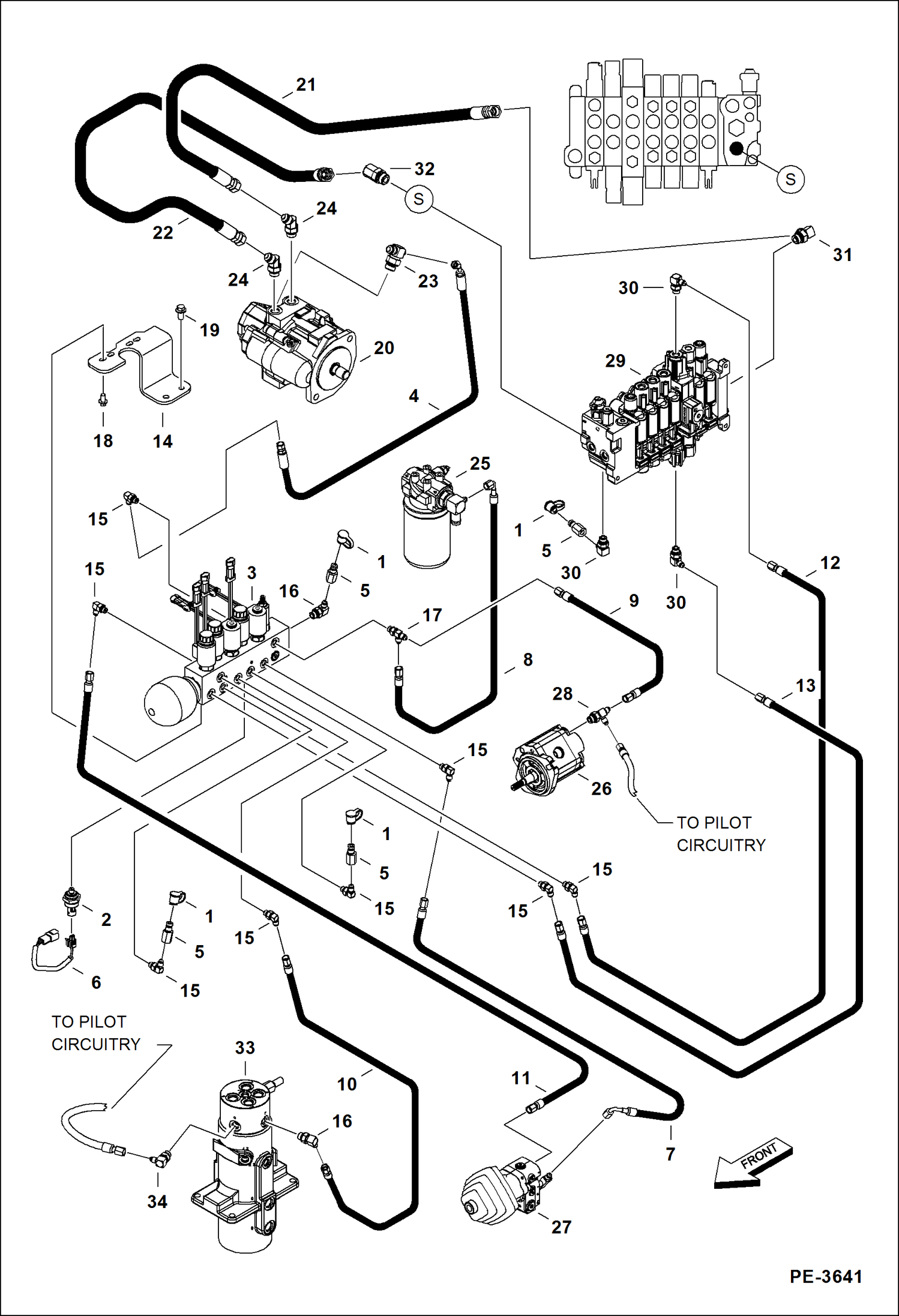 Схема запчастей Bobcat 430 - HYDRAULIC CIRCUITRY (Manifold & Pump) HYDRAULIC/HYDROSTATIC SYSTEM