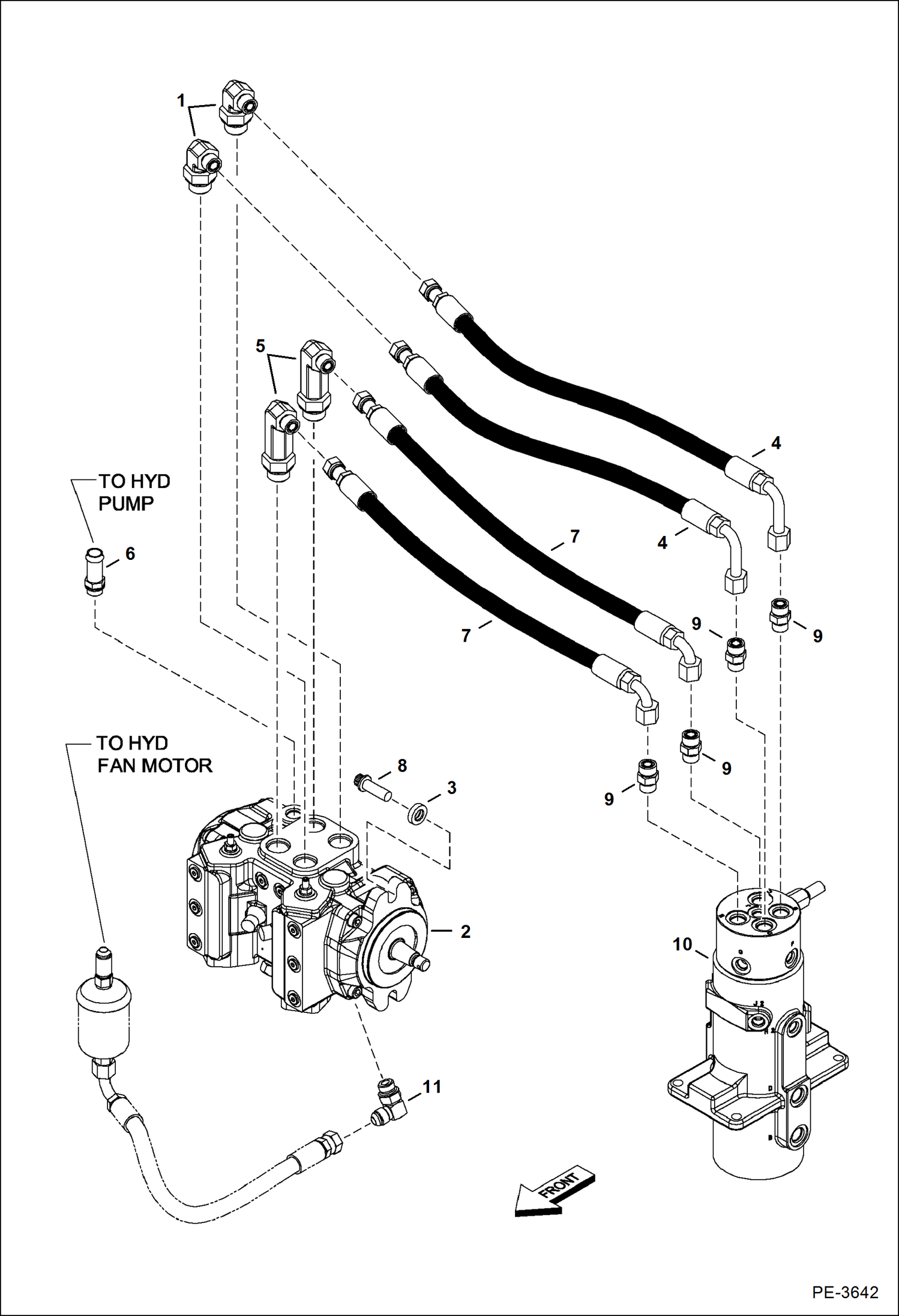 Схема запчастей Bobcat 430 - HYDROSTATIC CIRCUITRY (Hydrostatic Pump) HYDRAULIC/HYDROSTATIC SYSTEM