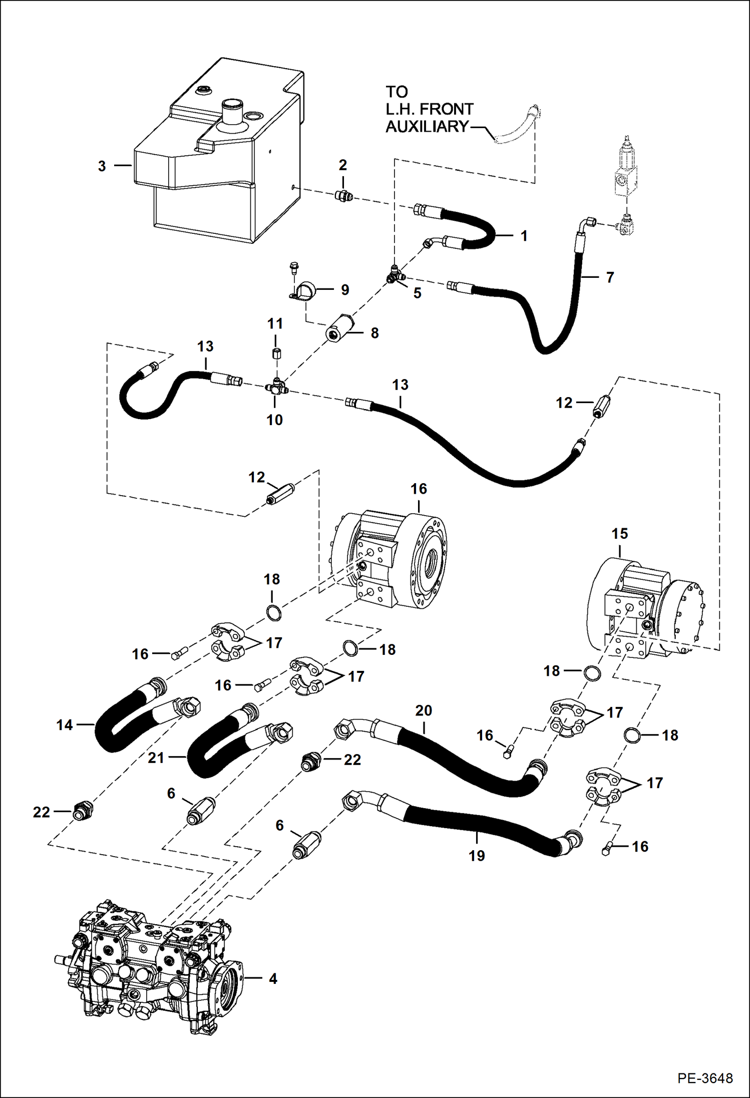 Схема запчастей Bobcat A-Series - HYDROSTATIC CIRCUITRY (W/Motors) HYDROSTATIC SYSTEM