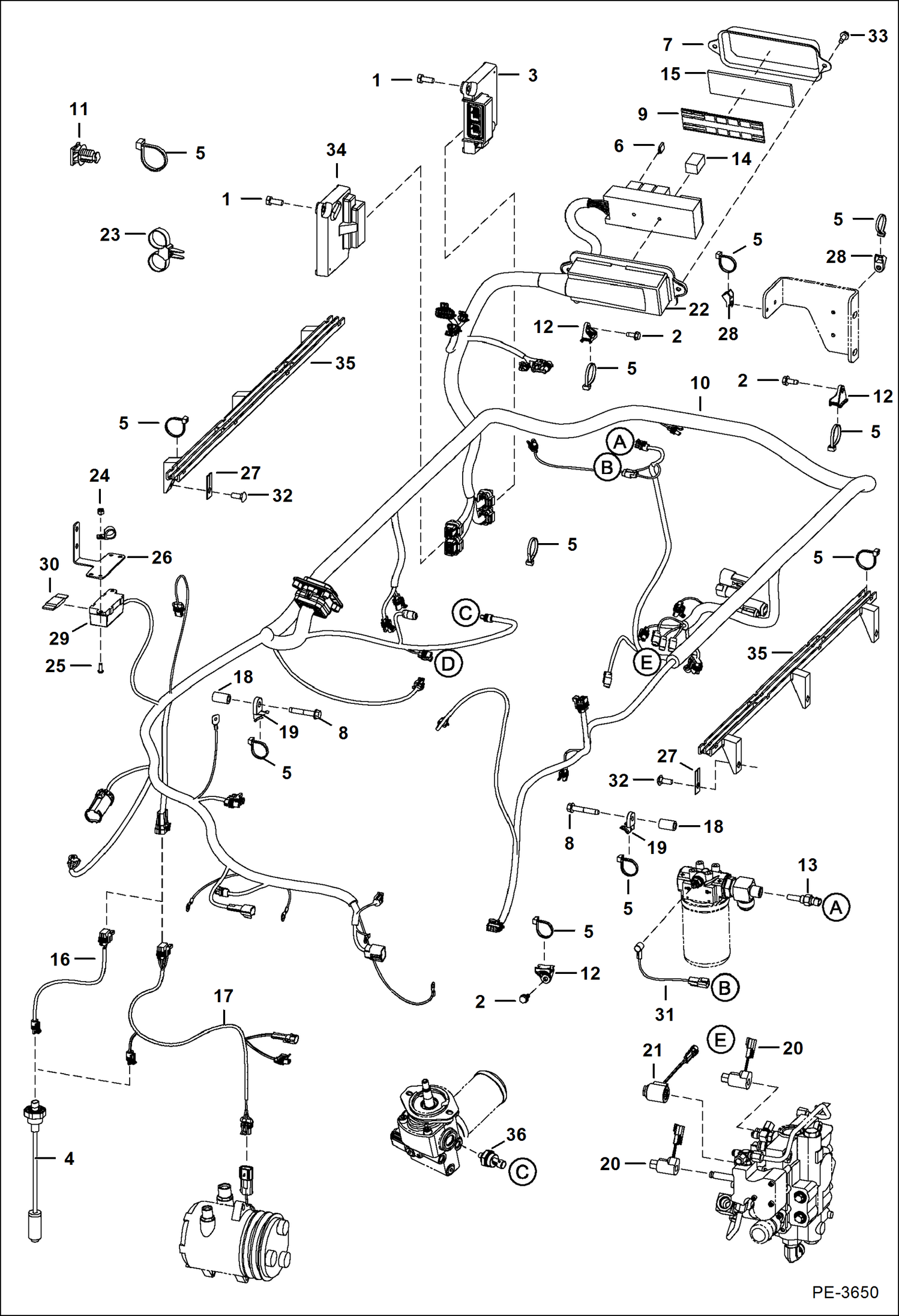 Схема запчастей Bobcat A-Series - ENGINE ELECTRICAL (W/Controller) (S/N A5GW20001 & Above, A5GY20001 & Above) ELECTRICAL SYSTEM