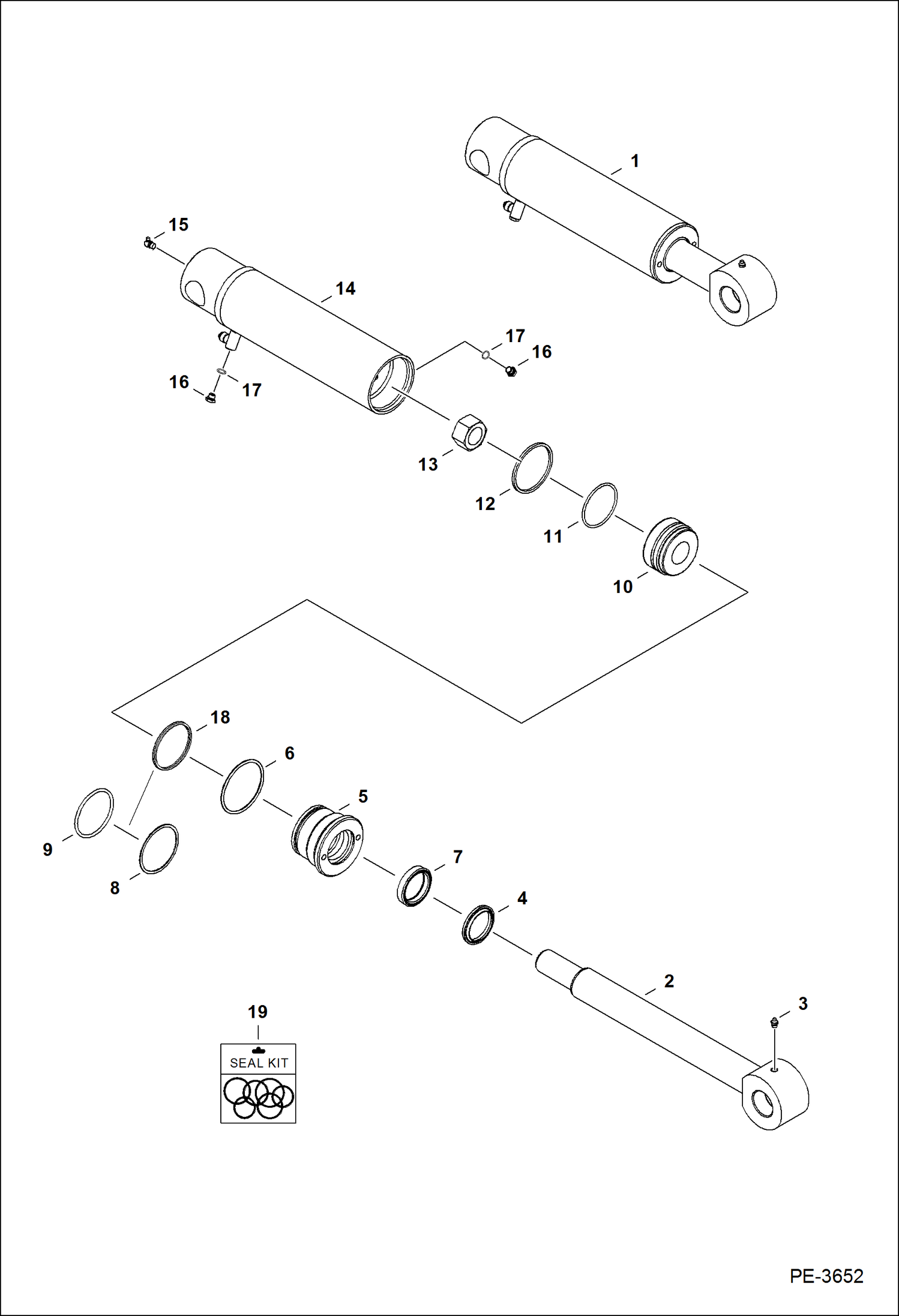 Схема запчастей Bobcat 337 - BLADE CYLINDER HYDRAULIC SYSTEM