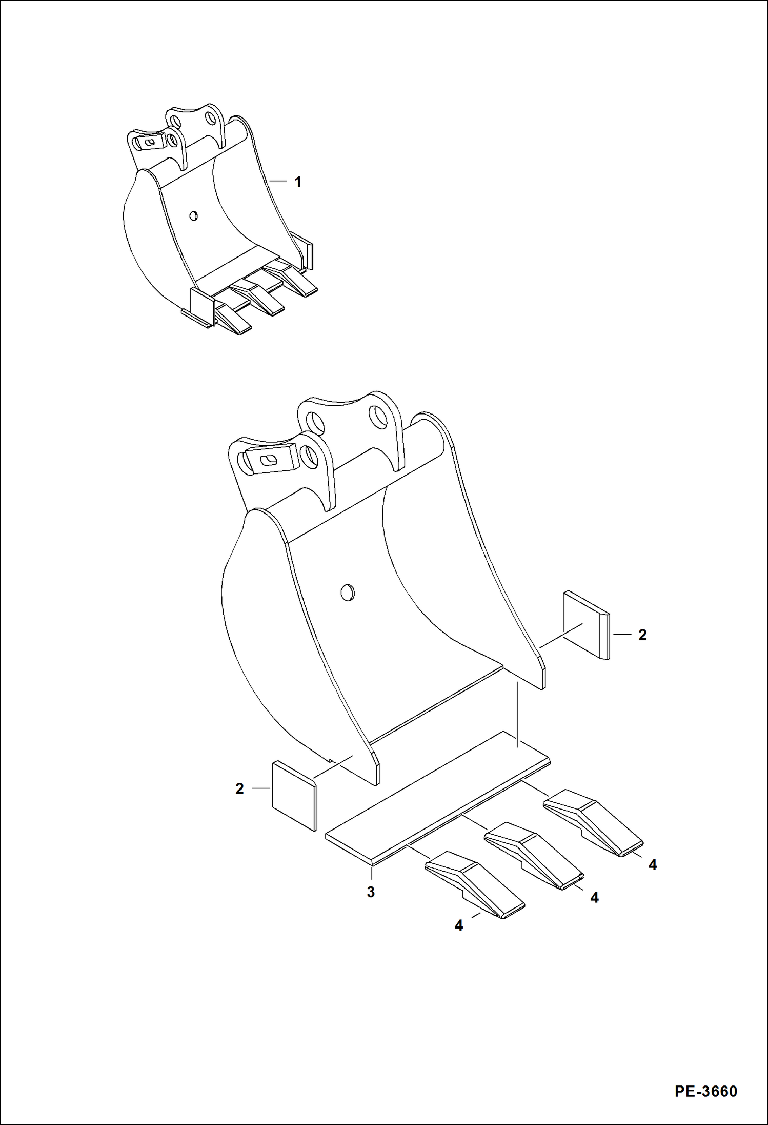 Схема запчастей Bobcat BUCKETS - BUCKET (Pin-On Style) (12.00) (300 mm) (317 & 418) Экскаваторы