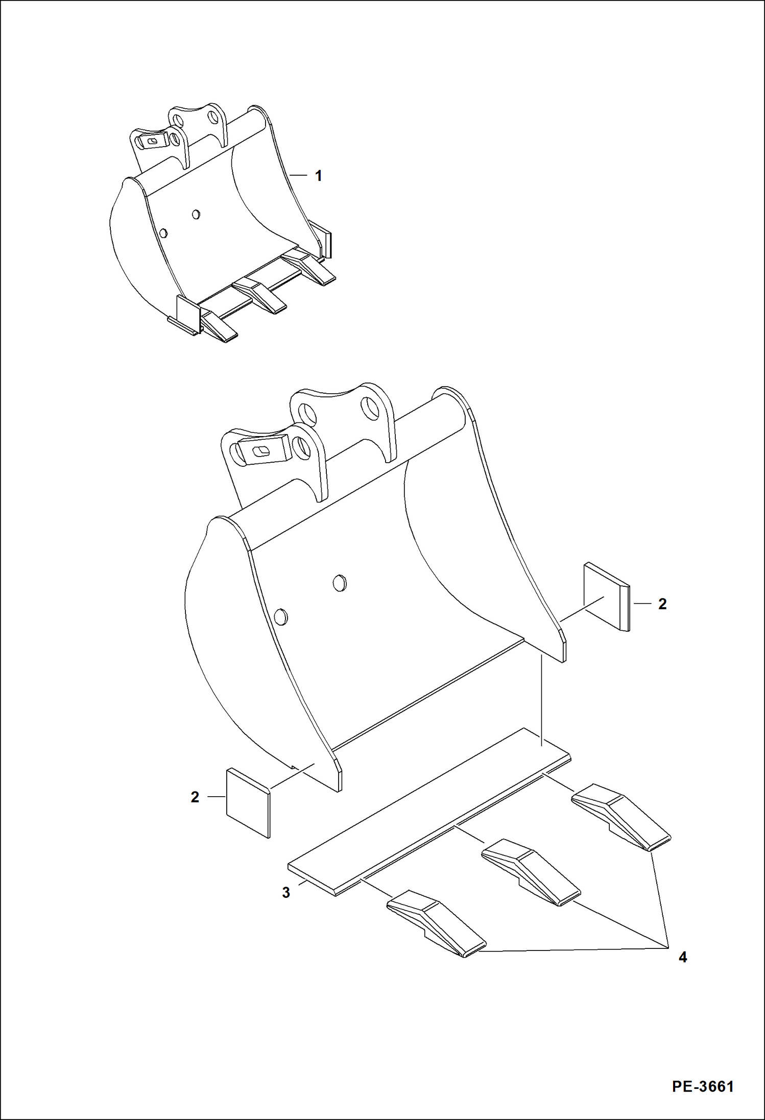 Схема запчастей Bobcat BUCKETS - BUCKET (Pin-On Style) (16.00) (400 mm) (317 & 418) Экскаваторы