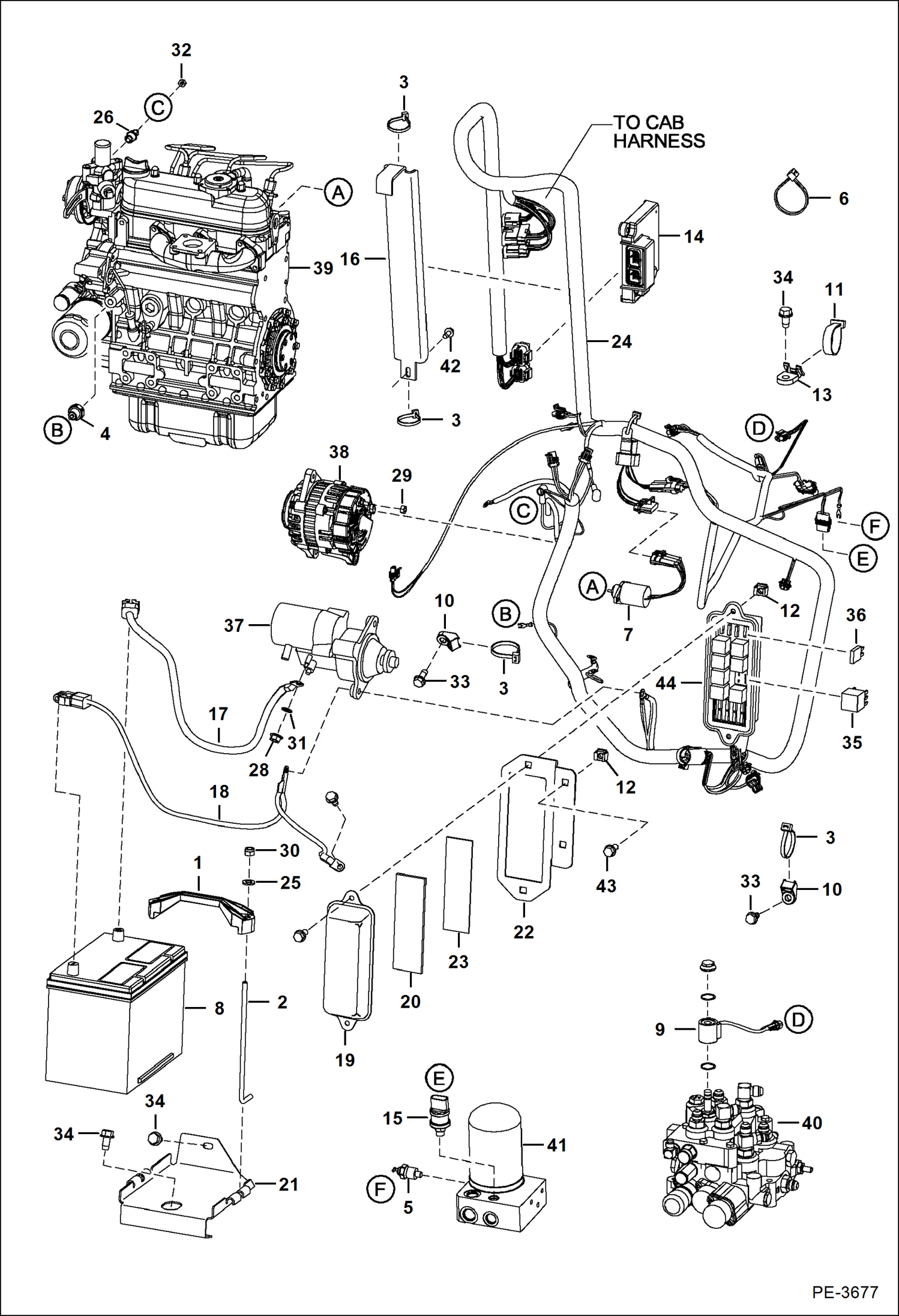 Схема запчастей Bobcat S-Series - ENGINE ELECTRICAL CIRCUITRY ELECTRICAL SYSTEM