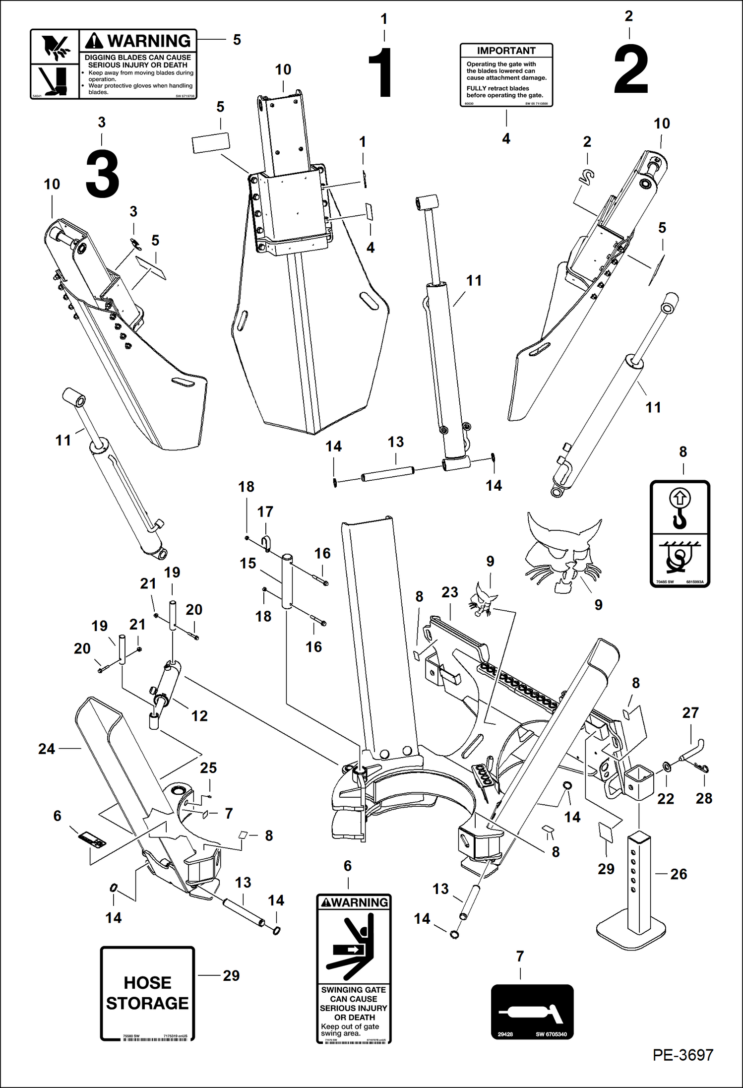 Схема запчастей Bobcat TREE SPADE - TREE SPADE (Main Frame) (TS32M A9UH) (TS32M Conv A9TV) (TS32T A9UE) (TS32T Conv A9TS) Loader