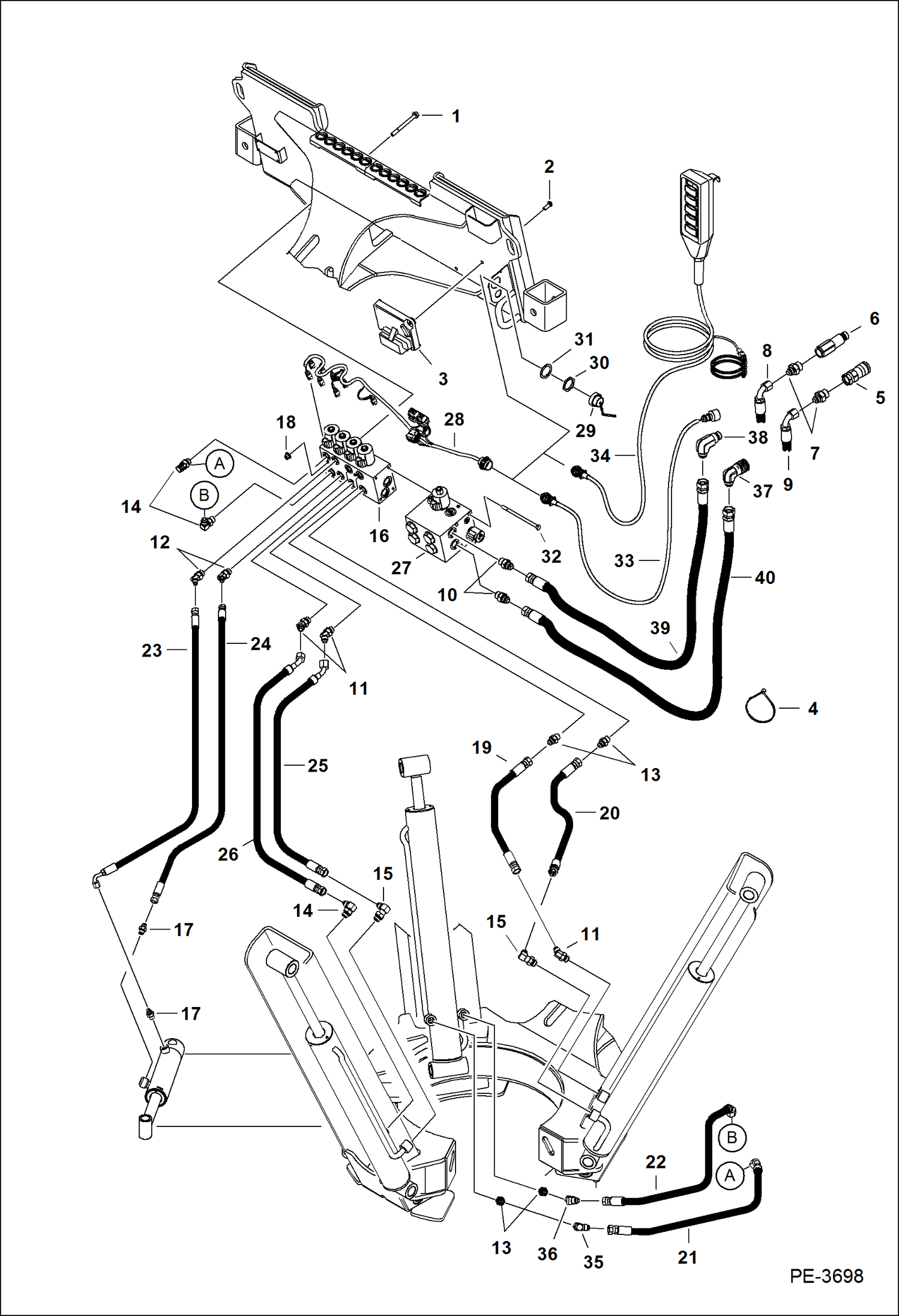 Схема запчастей Bobcat TREE SPADE - TREE SPADE (Hydraulics) (TS32C Conv A9V3) (TS32M Conv A9TV) (TS32T Conv A9TS) Loader