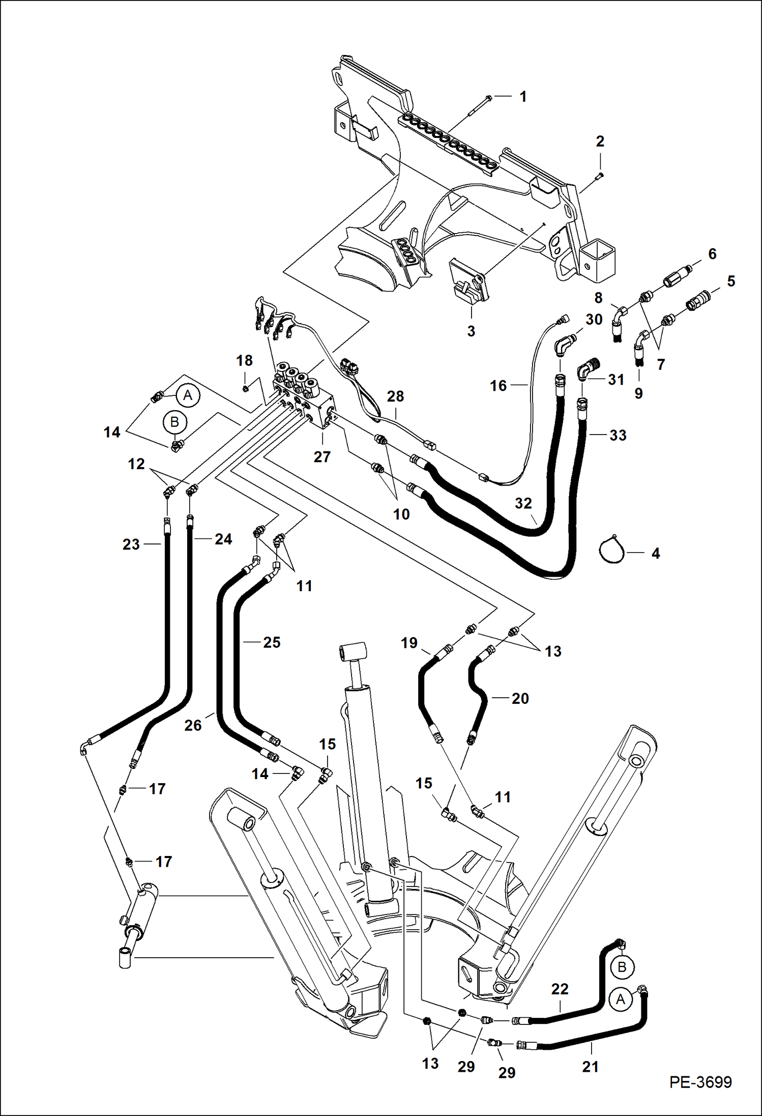 Схема запчастей Bobcat TREE SPADE - TREE SPADE (Hydraulics) (TS32C A9VG) (TS32M A9UH) (TS32T A9UE) Loader