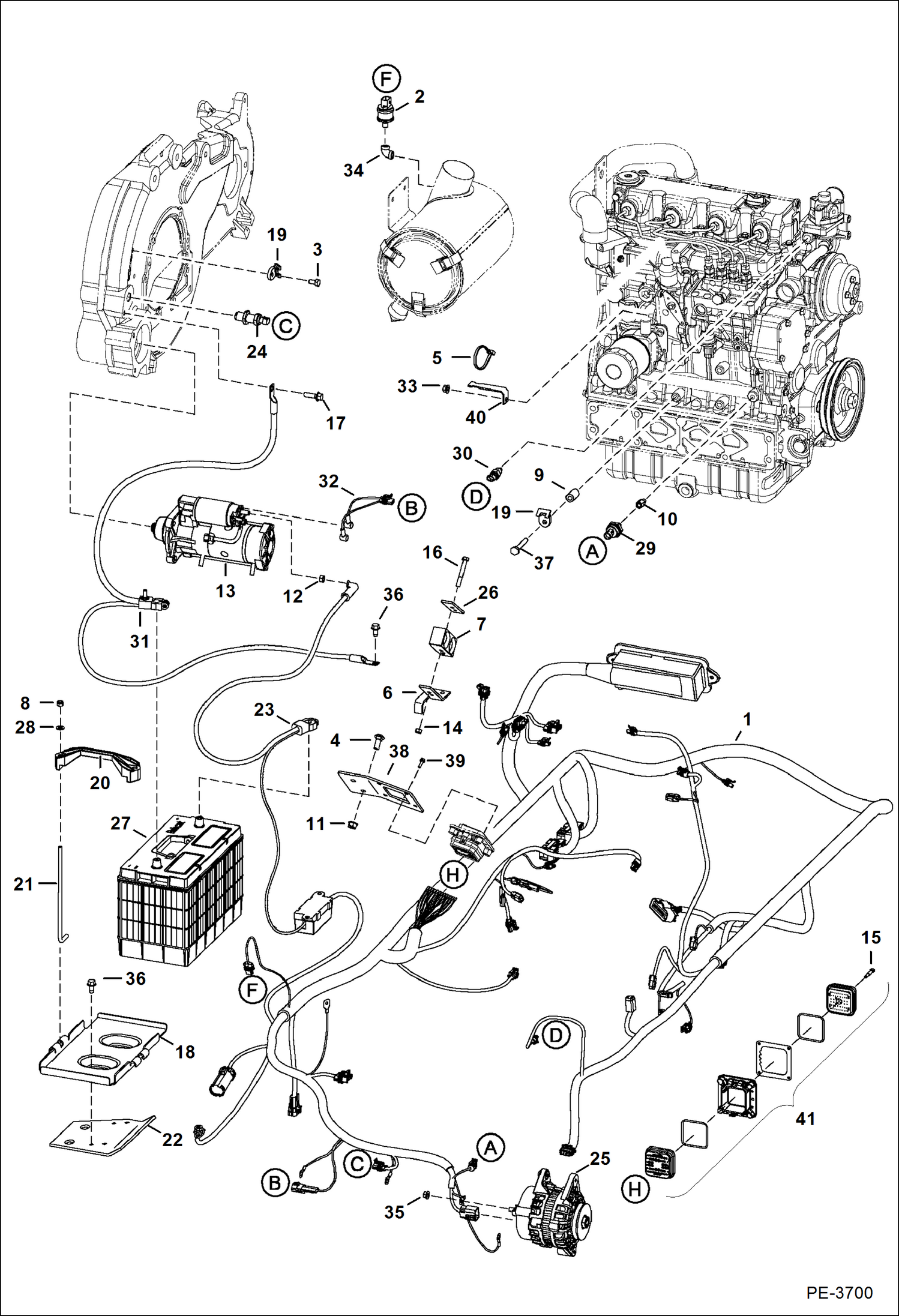 Схема запчастей Bobcat A-Series - ENGINE ELECTRICAL CIRCUITRY (Engine) ELECTRICAL SYSTEM