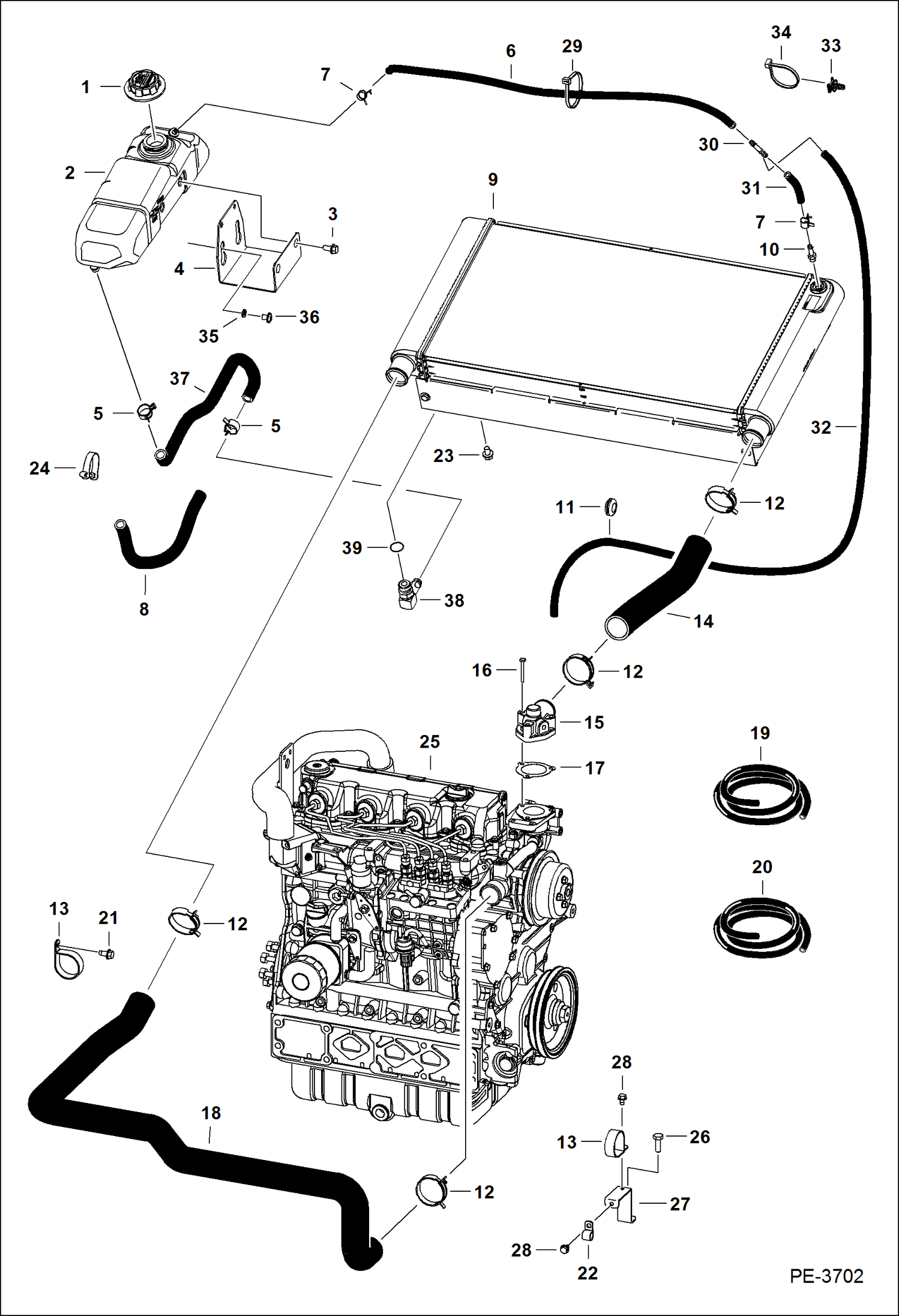 Схема запчастей Bobcat A-Series - COOLING SYSTEM POWER UNIT