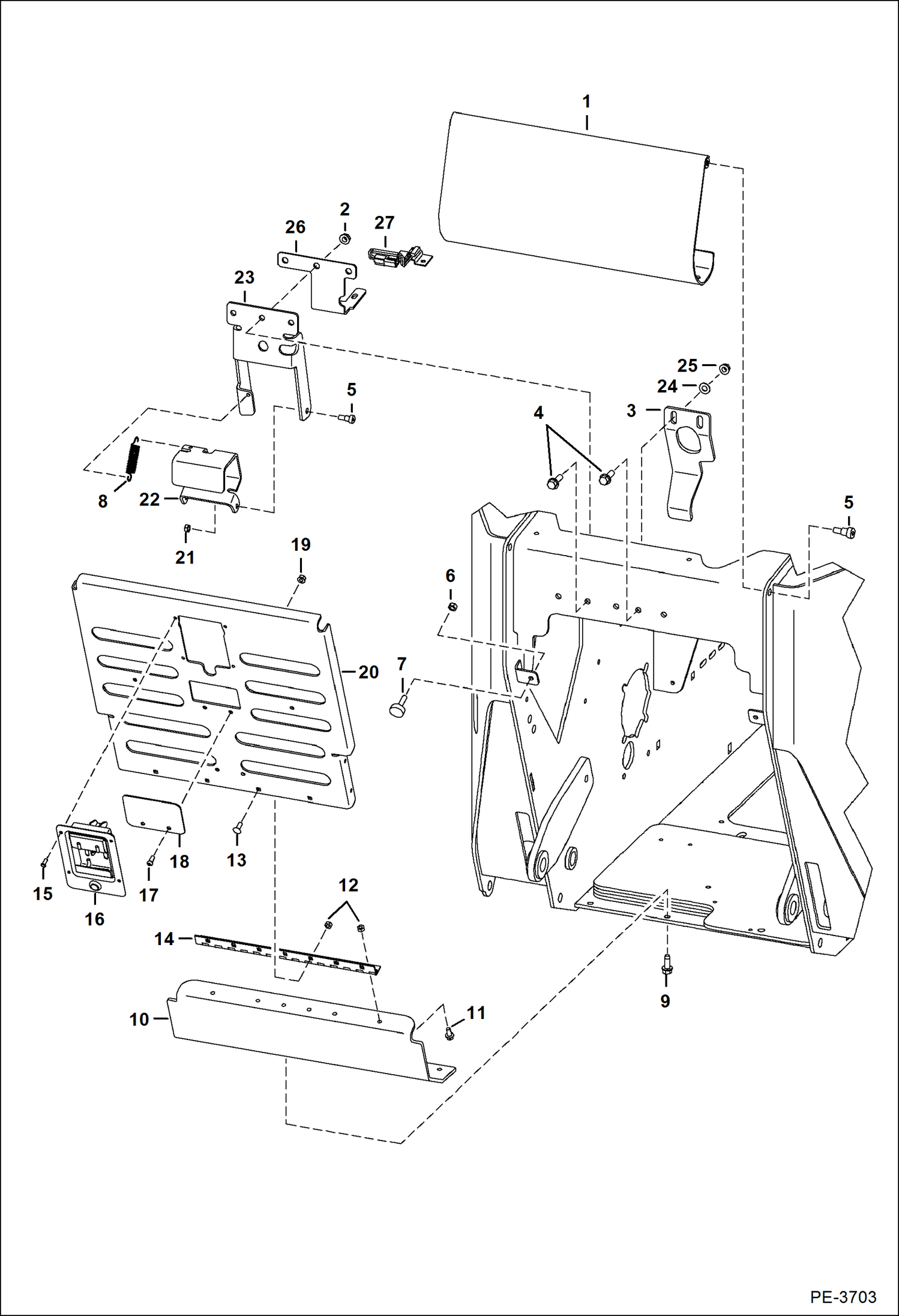 Схема запчастей Bobcat Mini Tracks Loaders - REAR DOOR MAIN FRAME