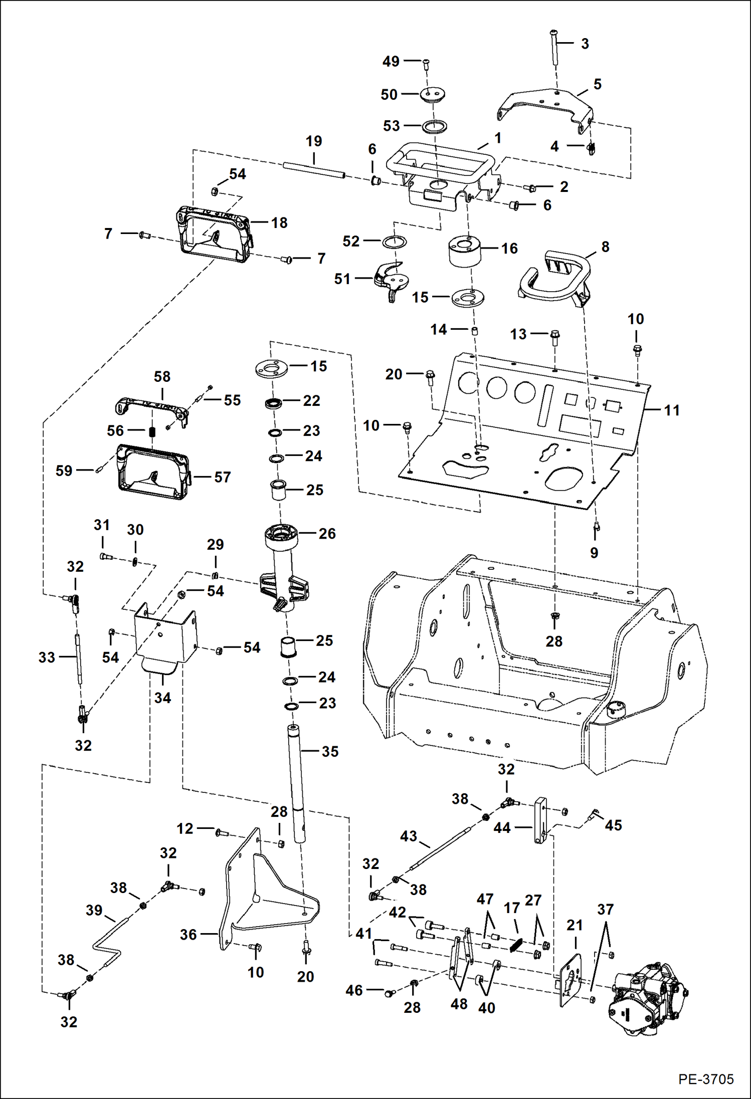 Схема запчастей Bobcat Mini Tracks Loaders - STEERING CONTROLS HYDROSTATIC SYSTEM