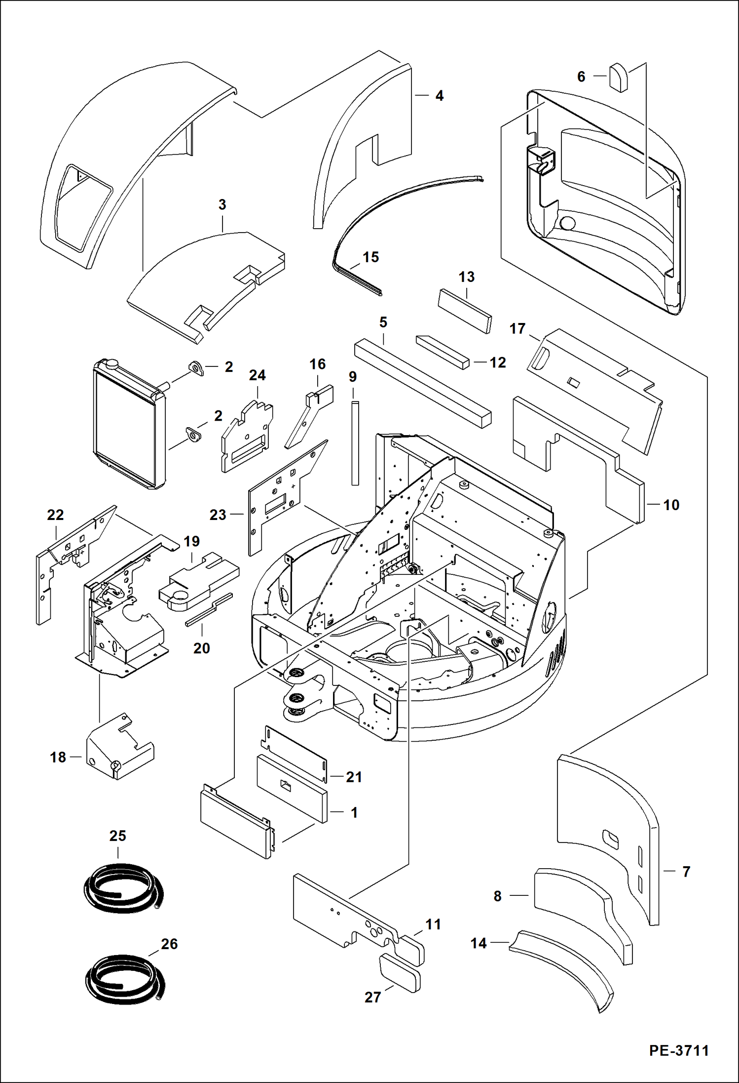 Схема запчастей Bobcat 430 - INSULATION (S/N 562914619 & Above) MAIN FRAME