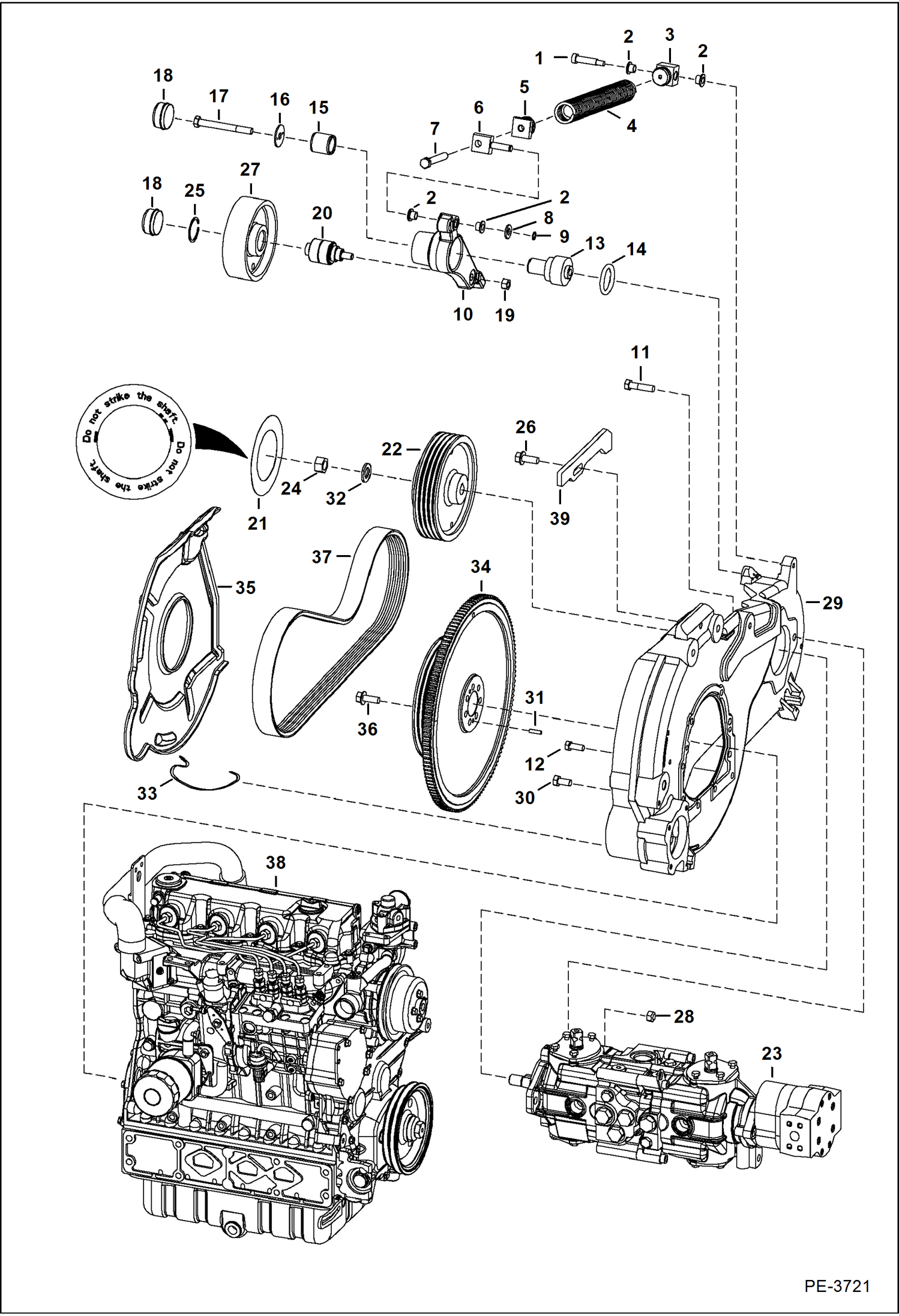 Схема запчастей Bobcat A-Series - ENGINE & ATTACHING PARTS (Belt Drive System) POWER UNIT