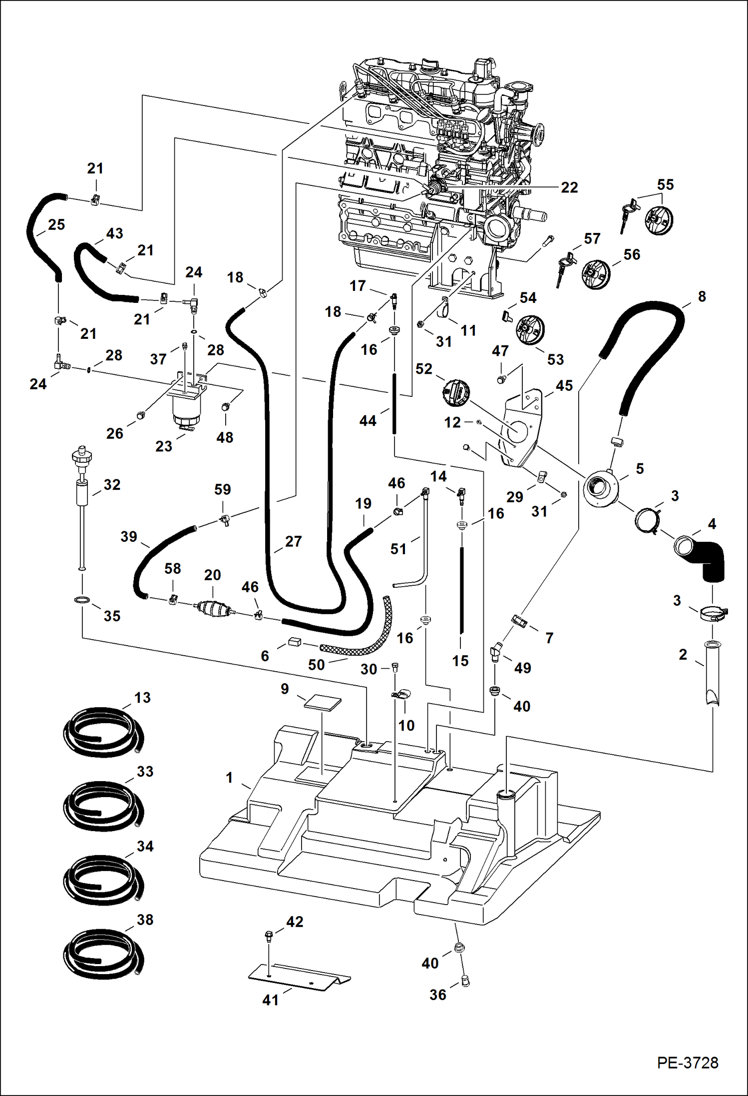 Схема запчастей Bobcat S-Series - FUEL SYSTEM (S/N A15011001 & Above, AC3011001 & Above) MAIN FRAME