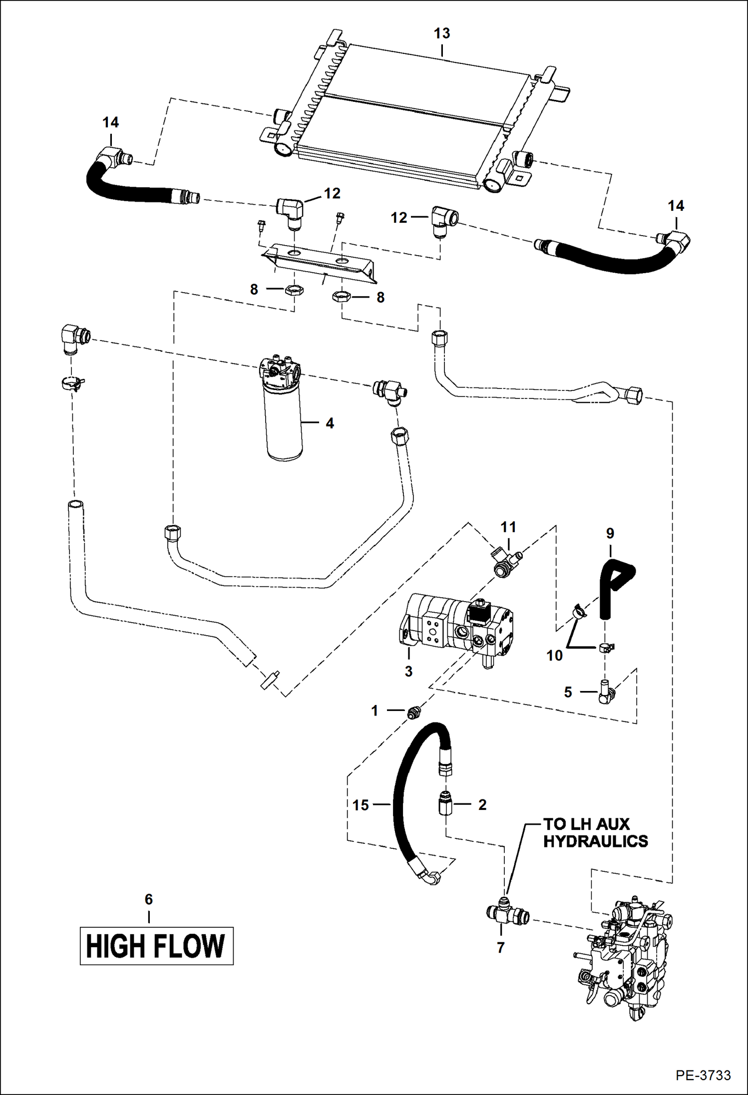 Схема запчастей Bobcat S-Series - HIGH FLOW HYDRAULICS (S/N A5GK20357 & Above, A5GL20030 & Above) HIGH FLOW HYDRAULICS