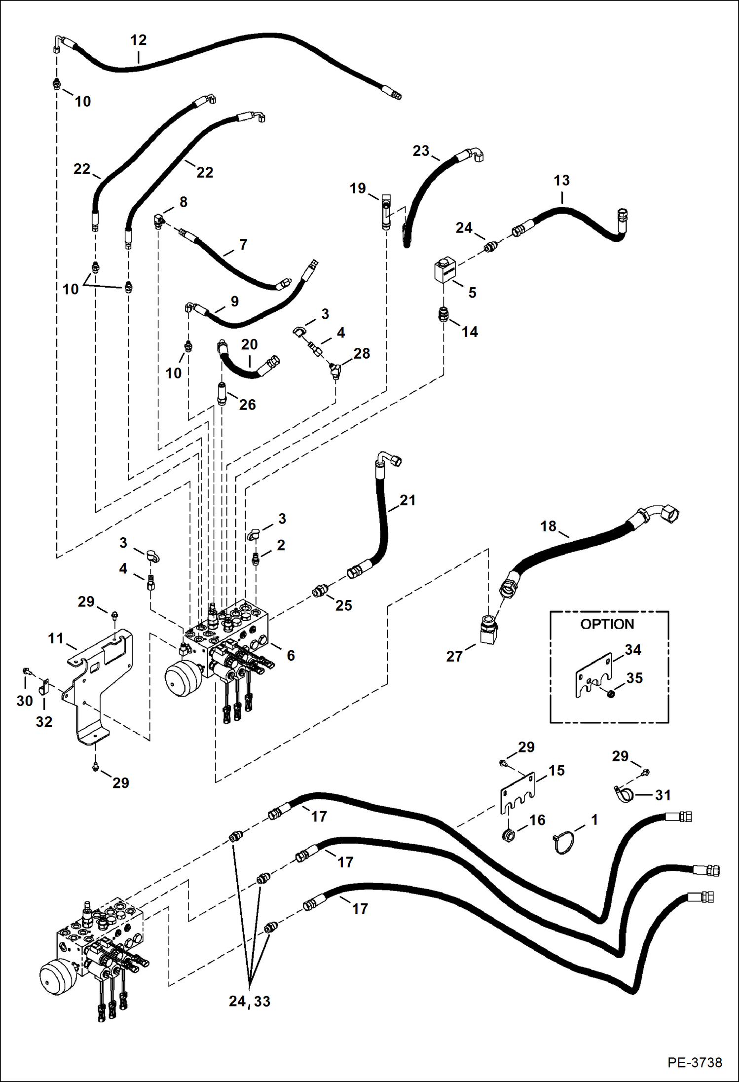 Схема запчастей Bobcat 325 - HYDRAULIC CIRCUITRY (Manifold) HYDRAULIC SYSTEM