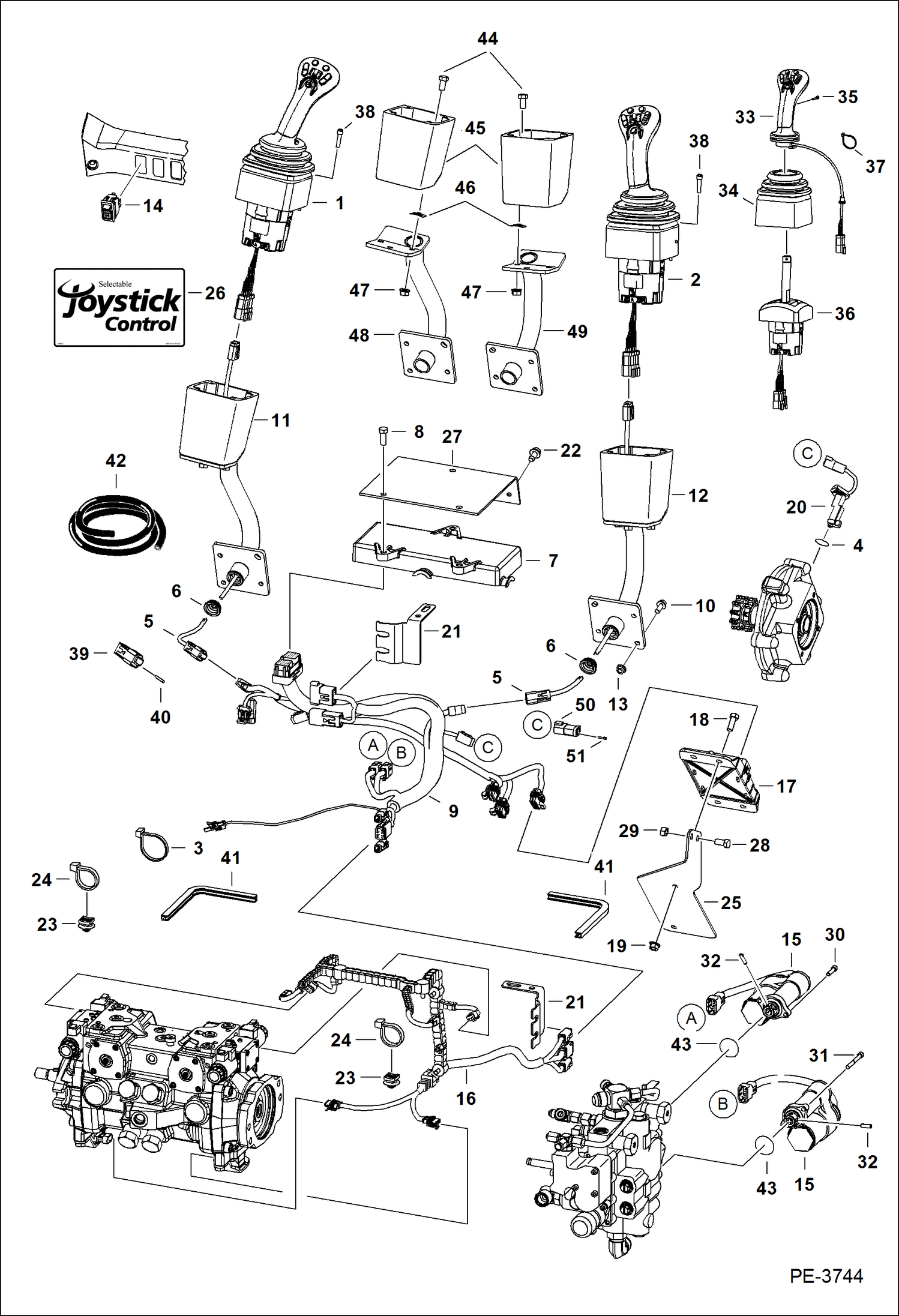 Схема запчастей Bobcat S-Series - CONTROLS ELECTRICAL (Selectable Joystick Controls) (S/N A3KY19999 & Below) ELECTRICAL SYSTEM