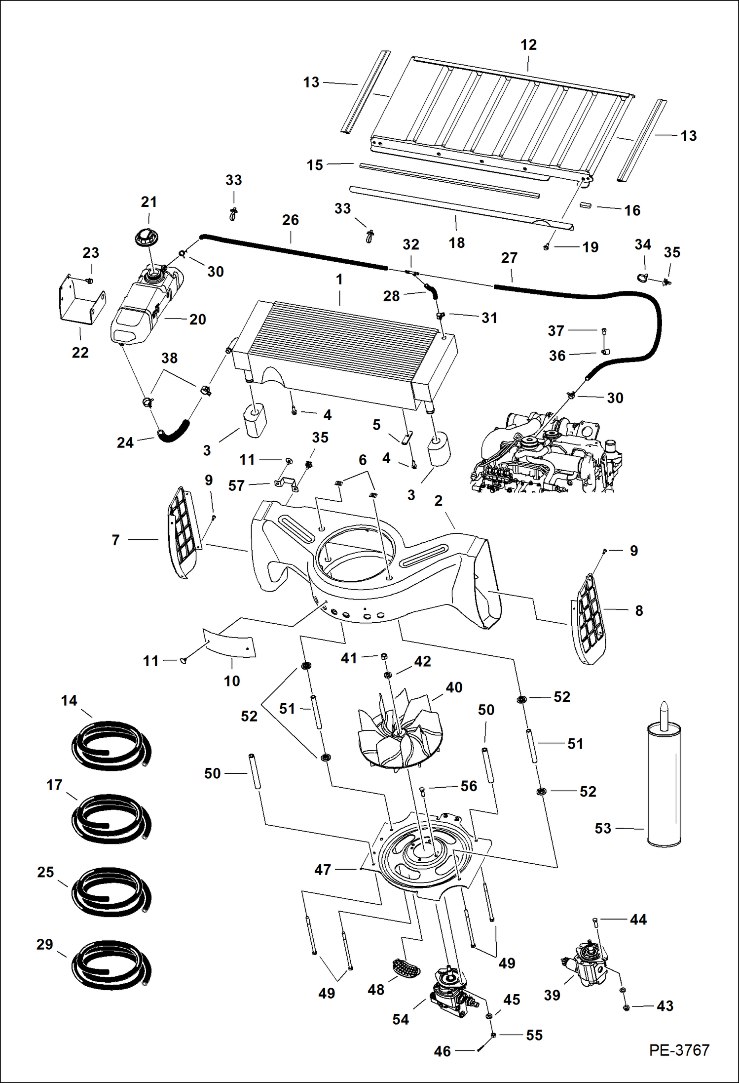 Схема запчастей Bobcat S-Series - COOLING SYSTEM POWER UNIT