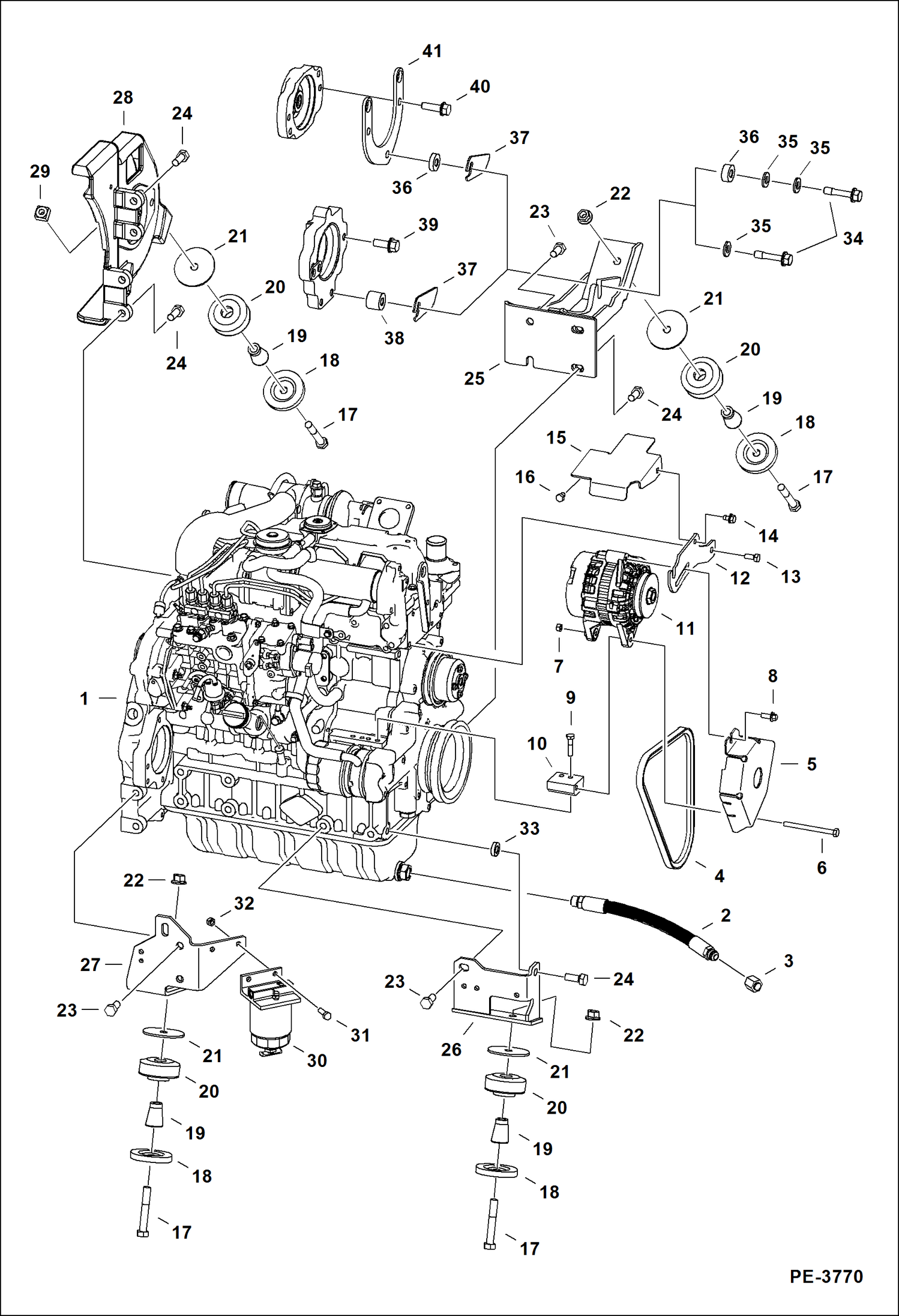 Схема запчастей Bobcat S-Series - ENGINE & ATTACHING PARTS (Engine Mounts) POWER UNIT