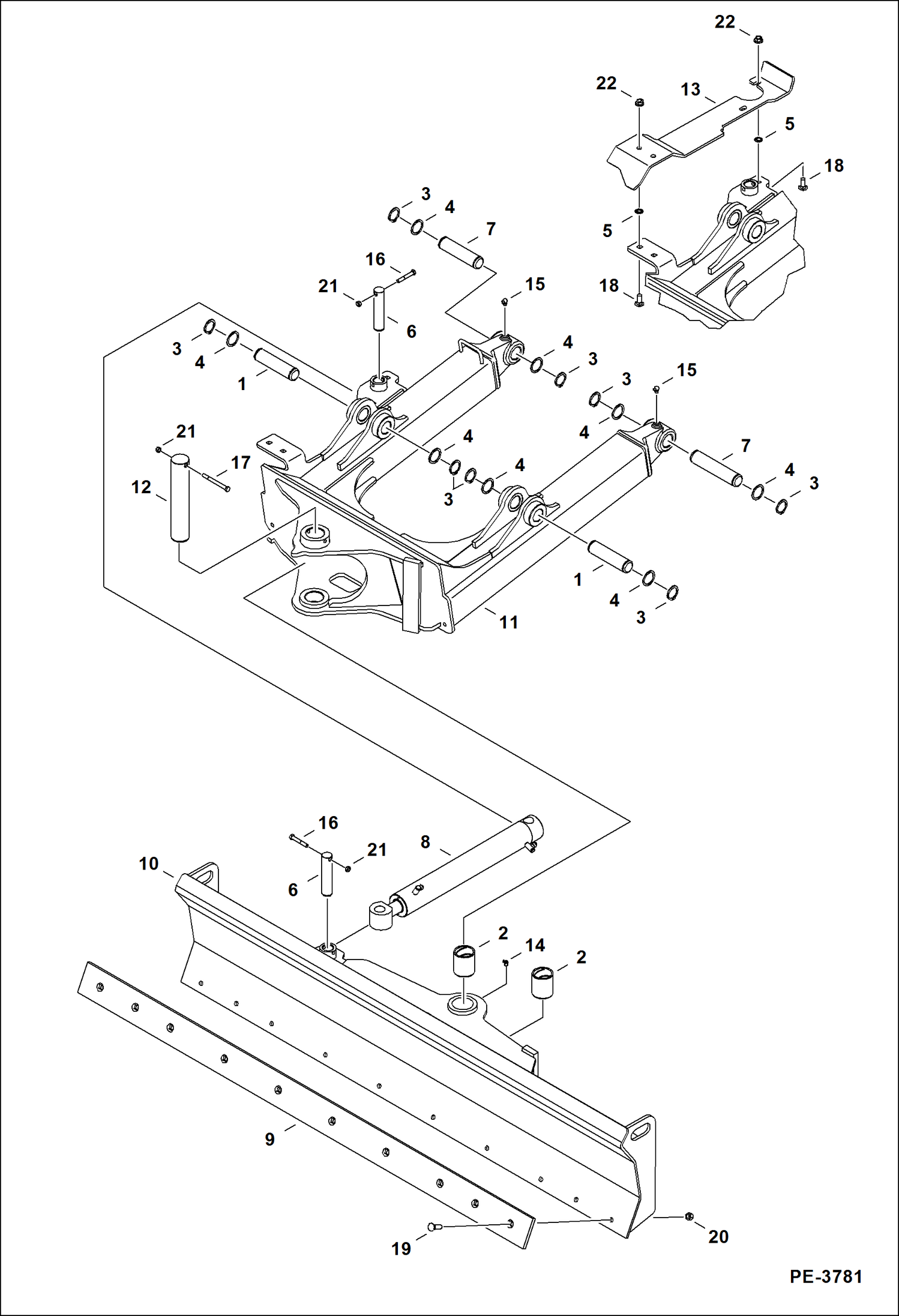 Схема запчастей Bobcat 337 - ANGLE BLADE (S/N AAC811221 & Above, A9W711042 & Above, A9W911085 & Above) WORK EQUIPMENT