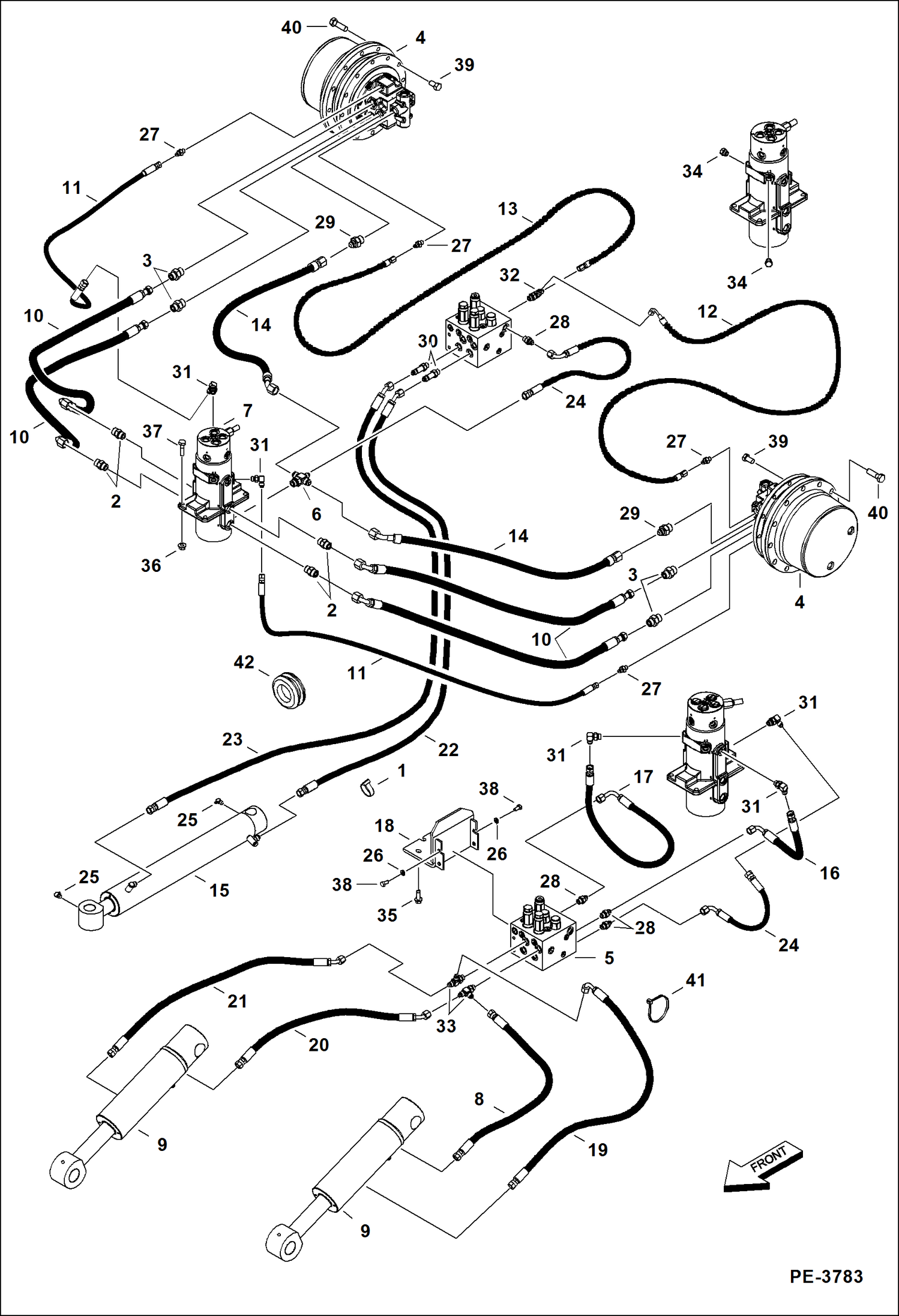 Схема запчастей Bobcat 435 - HYDRAULIC/HYDROSTATIC CIRCUITRY (Lower)(W/Angle Blade Option) HYDRAULIC/HYDROSTATIC SYSTEM