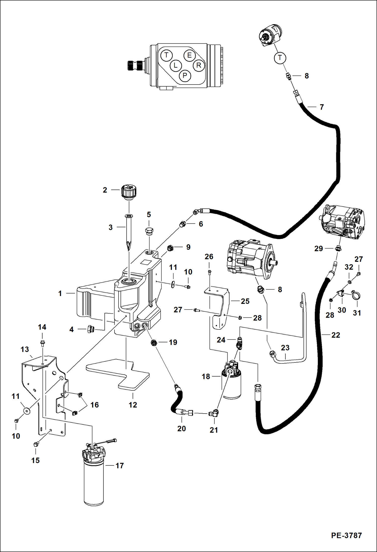 Схема запчастей Bobcat 5610 - HYDRAULIC CIRCUITRY (Tank) (A7Y711001 - 12016) HYDRAULIC SYSTEM