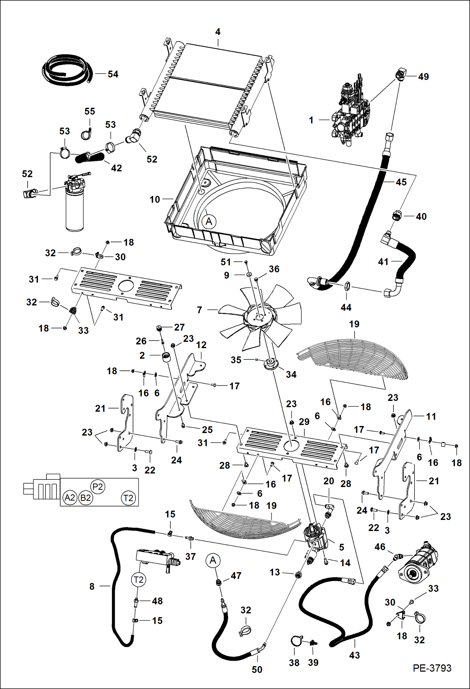 Схема запчастей Bobcat 5610 - HYDROSTATIC CIRCUITRY (Rear Cooling) HYDROSTATIC SYSTEM