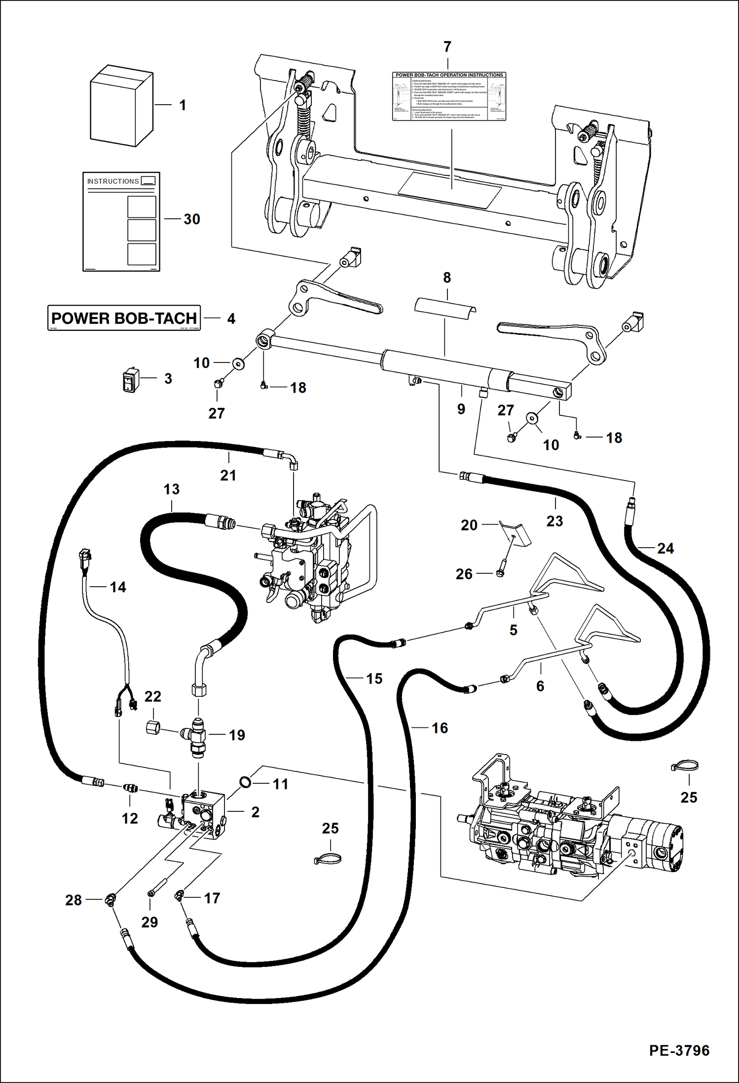 Схема запчастей Bobcat S-Series - POWER BOB-TACH (Kit) (Bottom Mounted Cylinder Ports) ACCESSORIES & OPTIONS