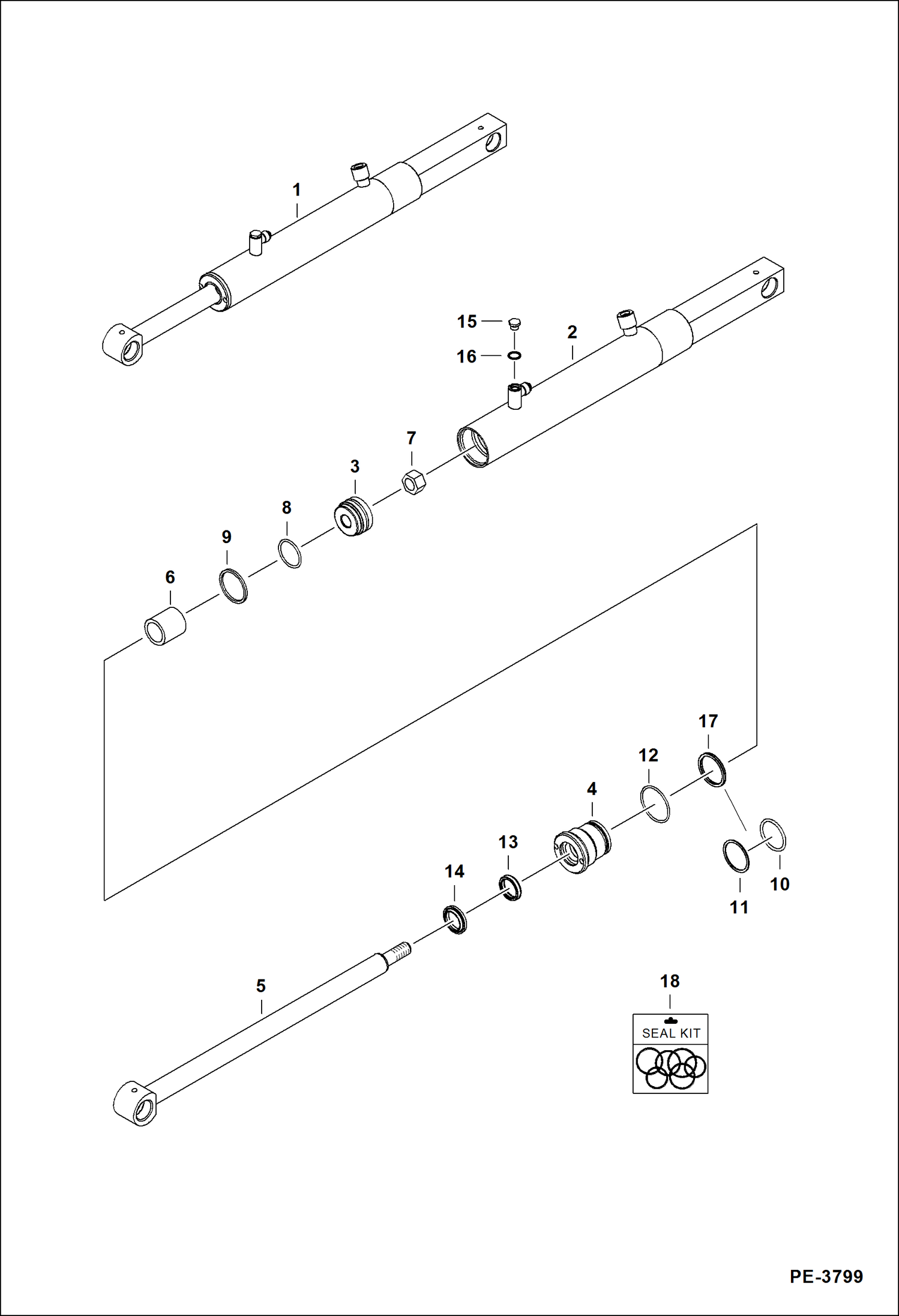 Схема запчастей Bobcat A-Series - POWER BOB-TACH (Cylinder) (Bottom Mounted Ports) ACCESSORIES & OPTIONS