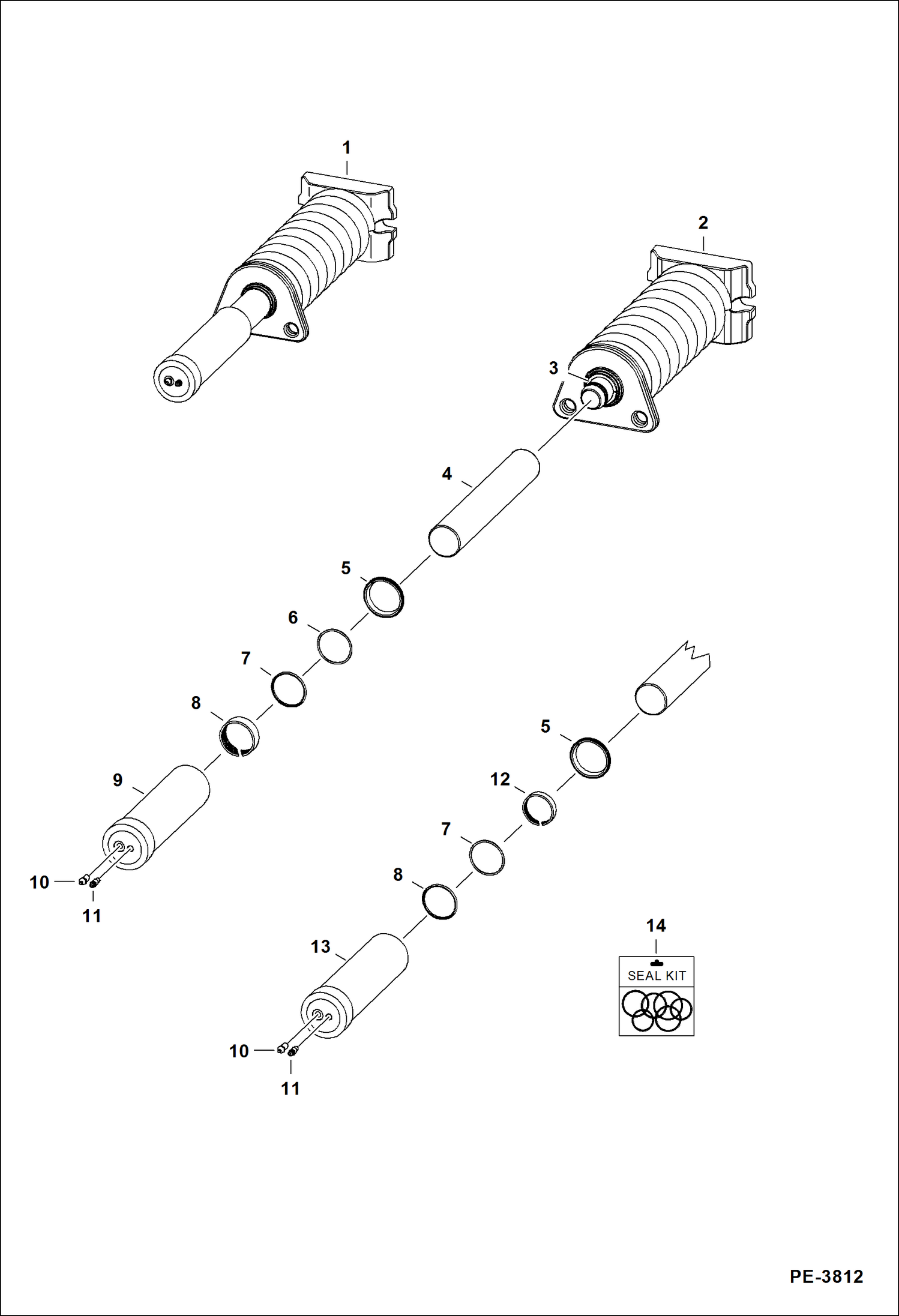 Схема запчастей Bobcat T-Series - TRACK TENSIONER (Roller Suspension Undercarriage) DRIVE TRAIN