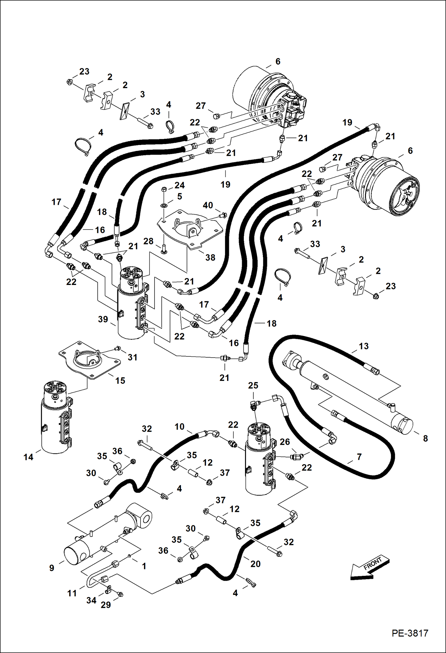 Схема запчастей Bobcat 323 - HYDRAULIC CIRCUITRY (Lower) HYDRAULIC SYSTEM