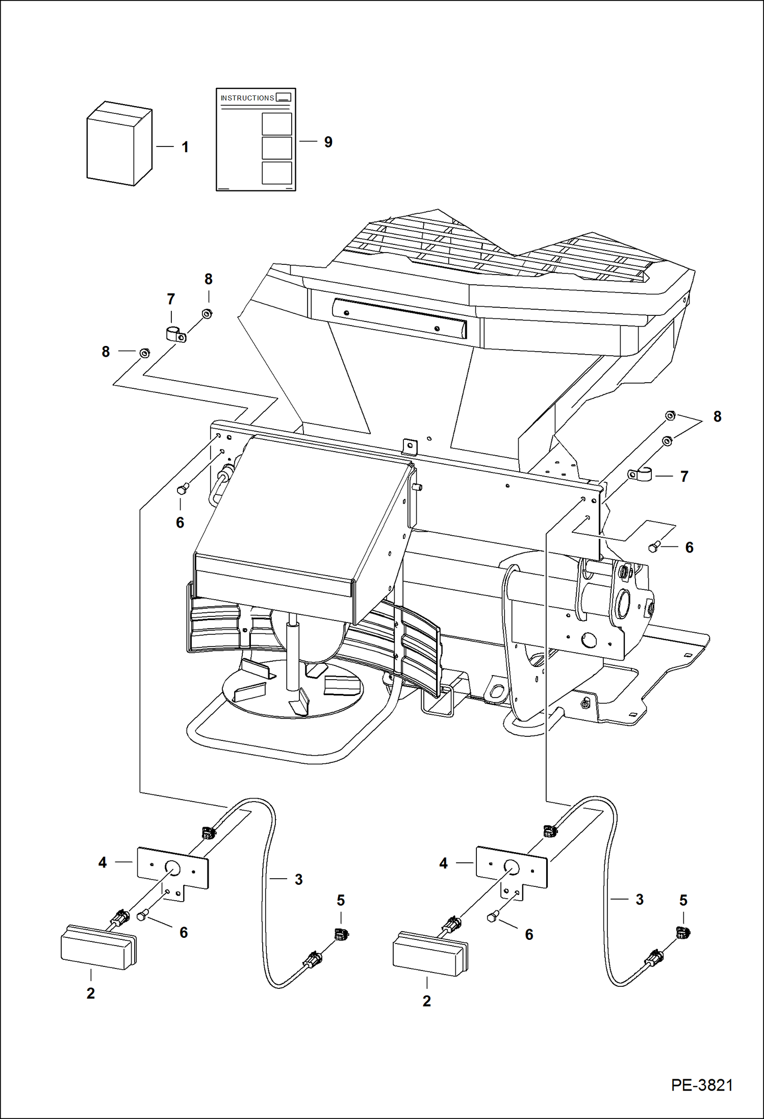 Схема запчастей Bobcat SPREADER - SAND SPREADER (Rear Light Kit) (0066) Loader