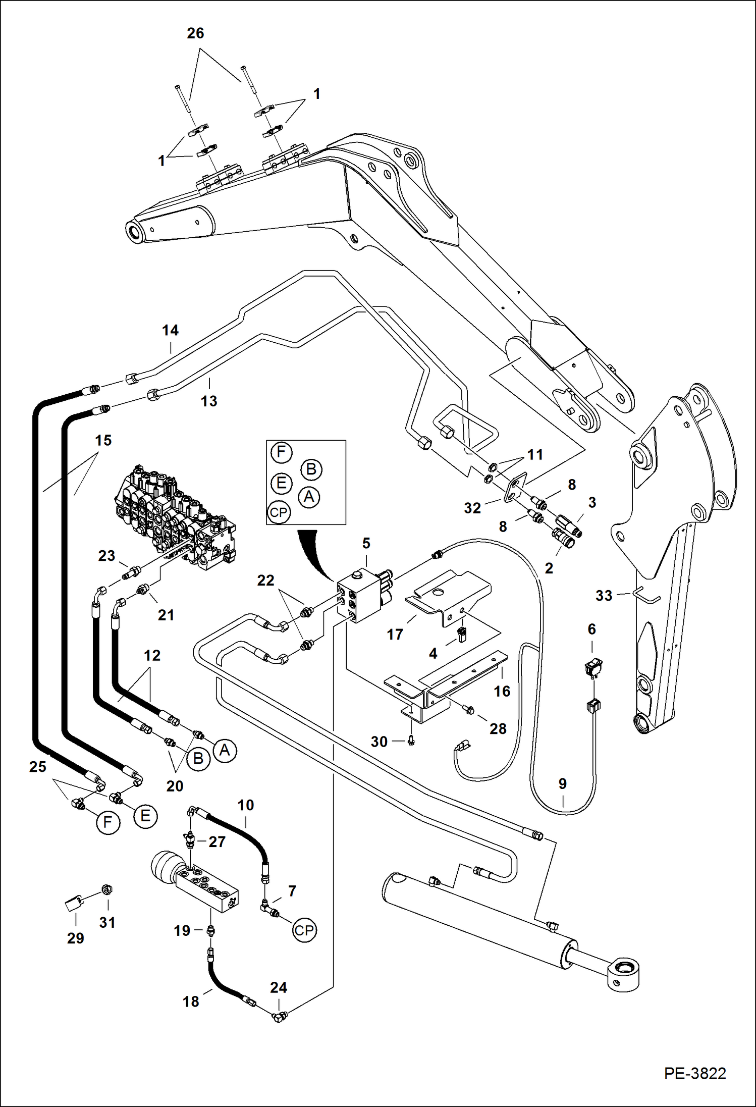 Схема запчастей Bobcat 331 - SECONDARY AUXILIARY (Option) ACCESSORIES & OPTIONS