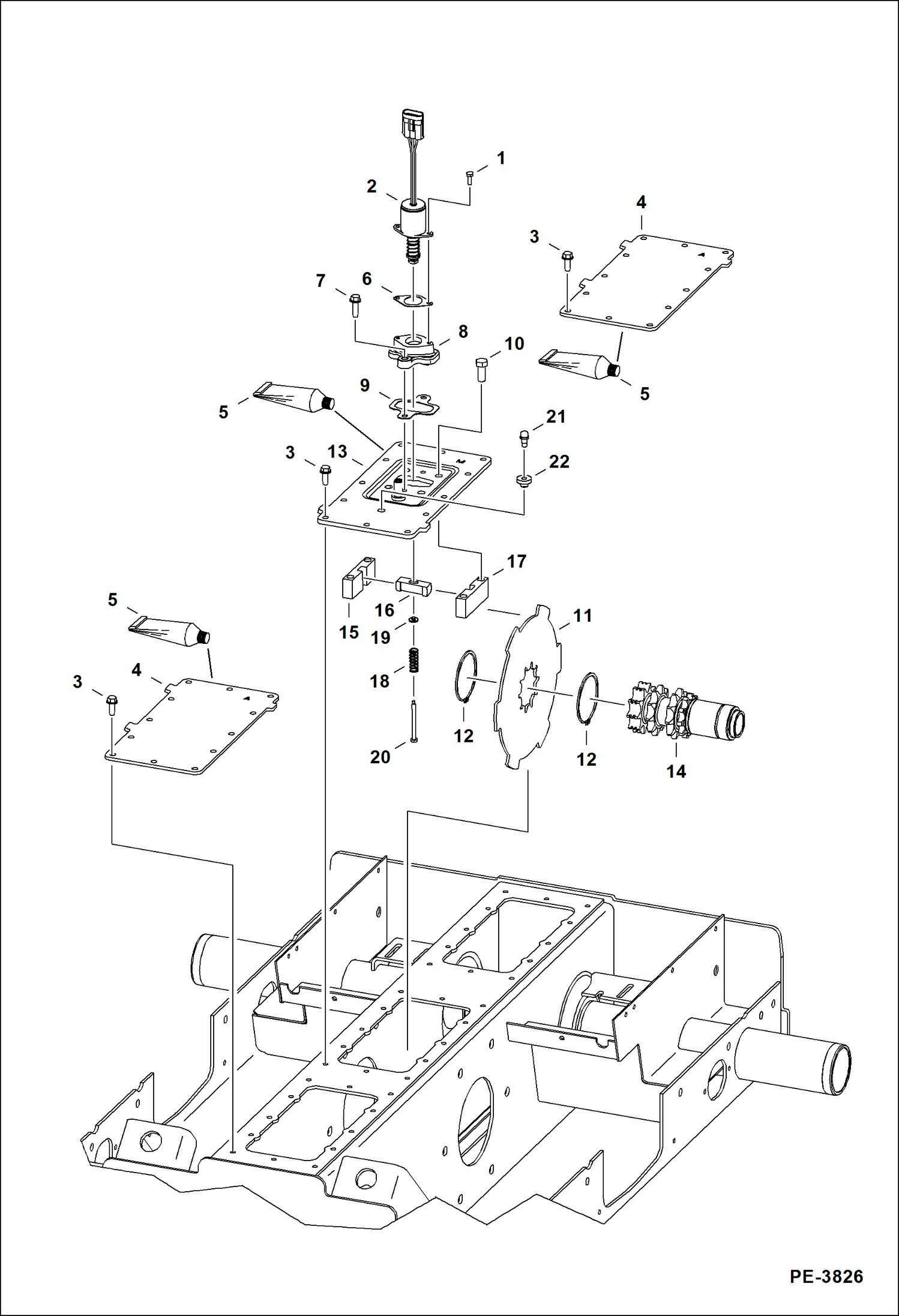 Схема запчастей Bobcat S-Series - DISC BRAKE (Single Speed Motor) DRIVE TRAIN