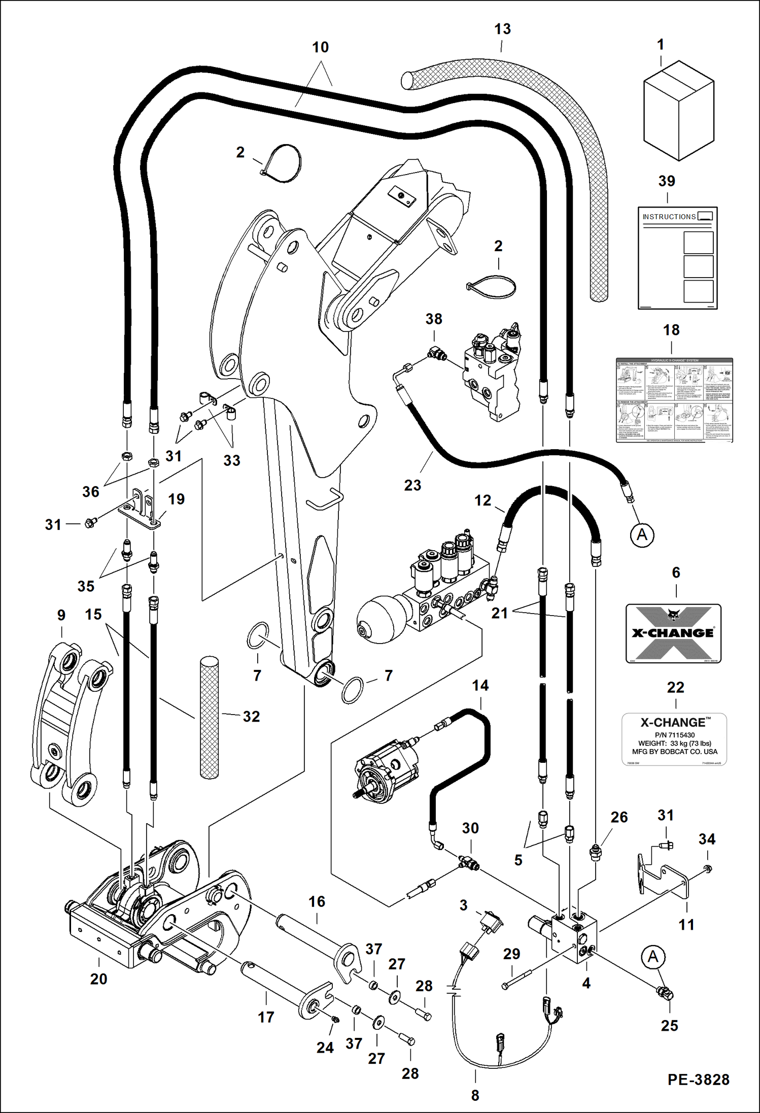 Схема запчастей Bobcat 430 - X-CHANGE (Hydraulic) (Kit) (S/N 562914619 & Above) ACCESSORIES & OPTIONS