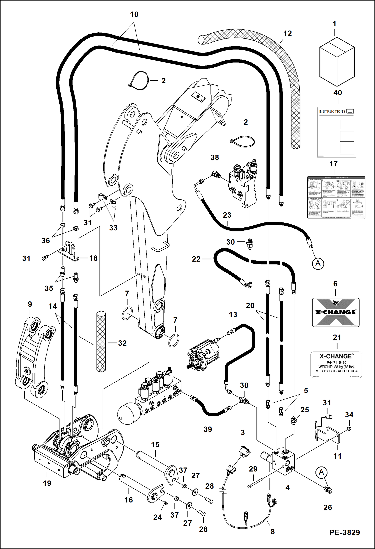 Схема запчастей Bobcat 430 - X-CHANGE (Hydraulic) (Kit) (S/N 563014293 & Above) ACCESSORIES & OPTIONS