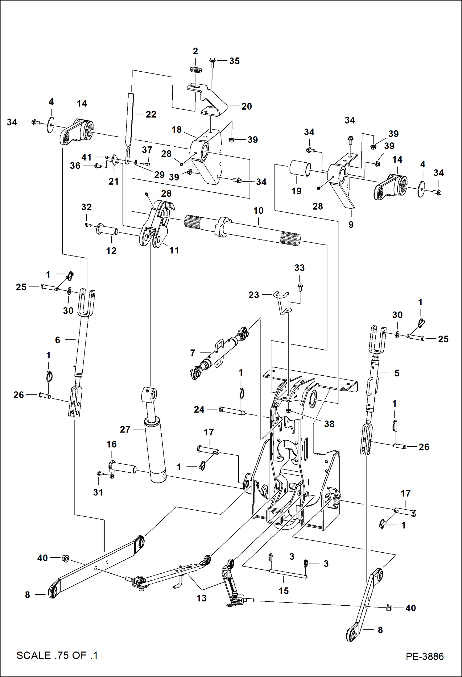 Схема запчастей Bobcat 5610 - HITCH (3 PT) MAIN FRAME