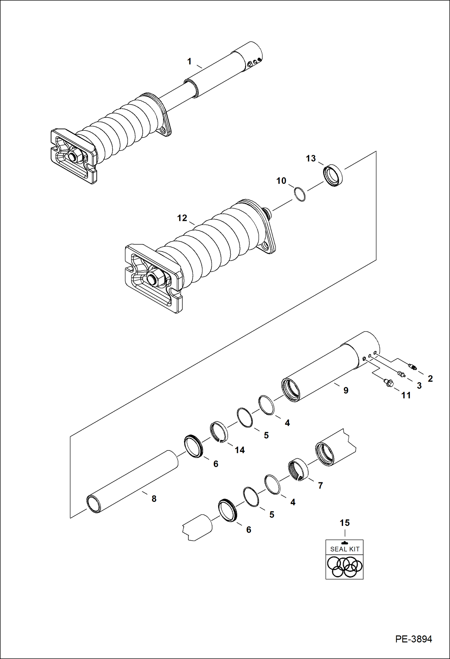 Схема запчастей Bobcat 337 - TRACK TENSIONER (W/Replaceable Shaft) UNDERCARRIAGE