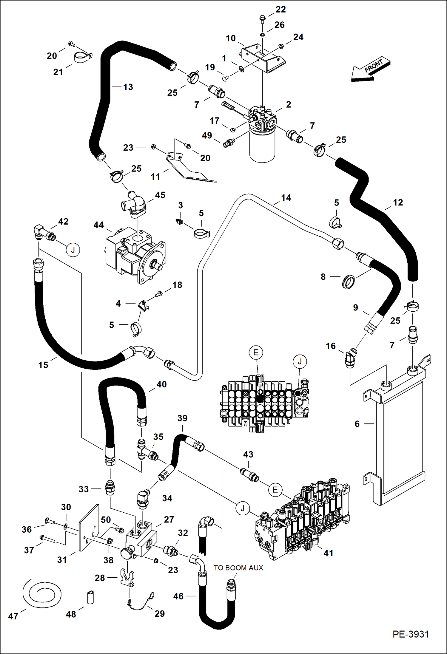 Схема запчастей Bobcat 425 - HYDRAULIC CIRCUITRY (Cooler/Filter & Direct to Tank Option) HYDRAULIC SYSTEM