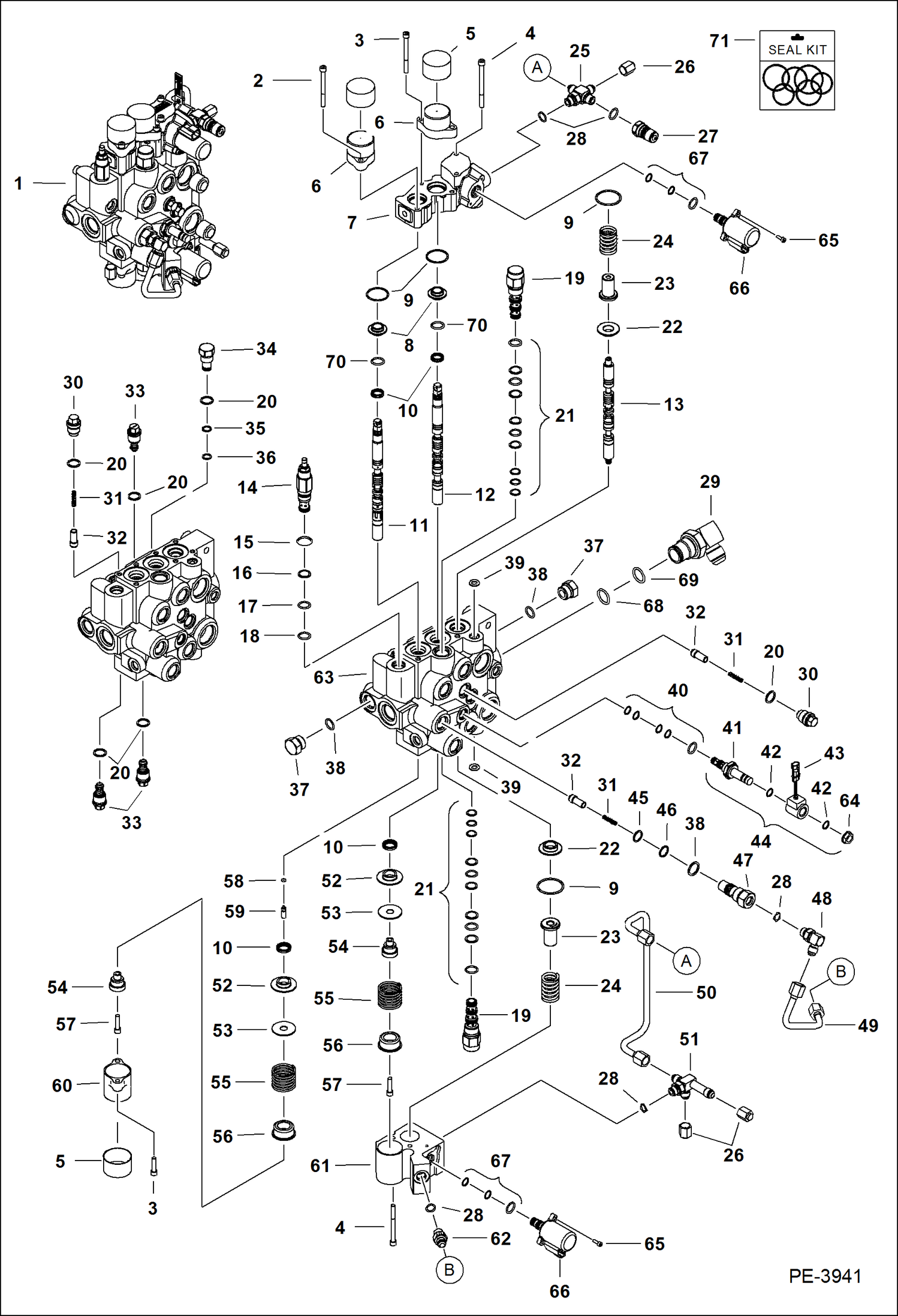 Схема запчастей Bobcat S-Series - HYDRAULIC CONTROL VALVE (AHC/ACS/SJC) (EMEA) (S/N A8KA70001 & Above) HYDRAULIC SYSTEM