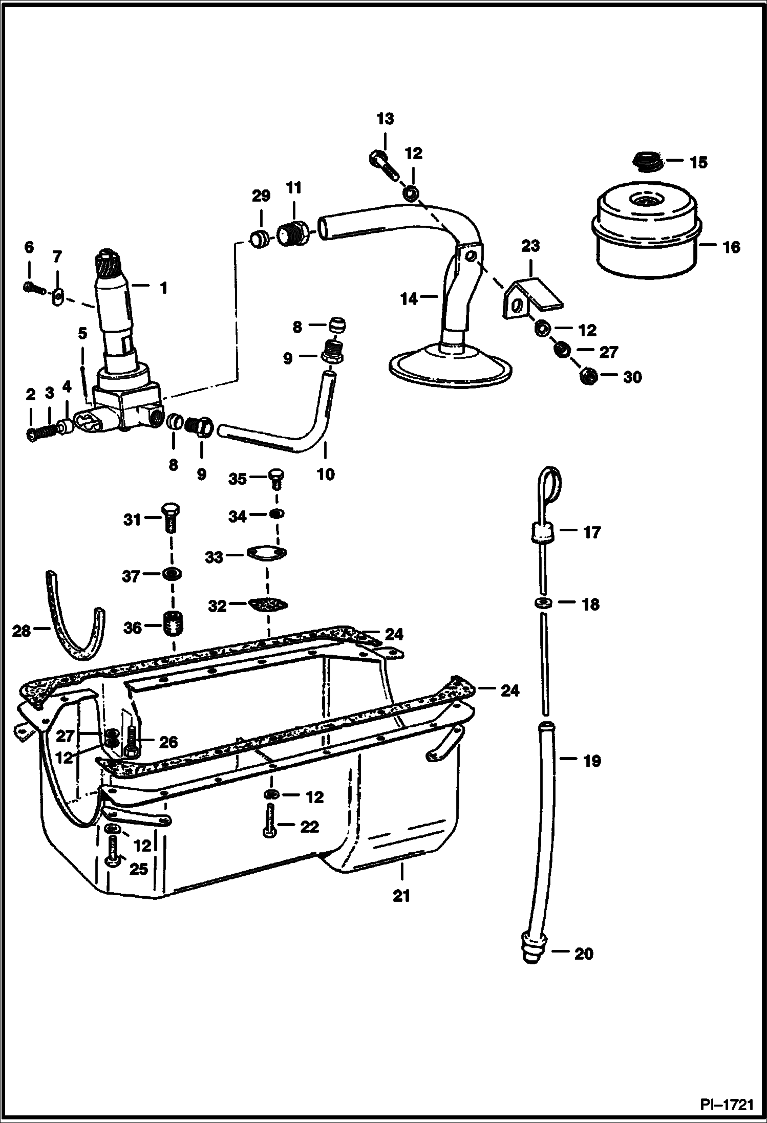 Схема запчастей Bobcat 800s - ENGINE LUBRICATION SYSTEM POWER UNIT